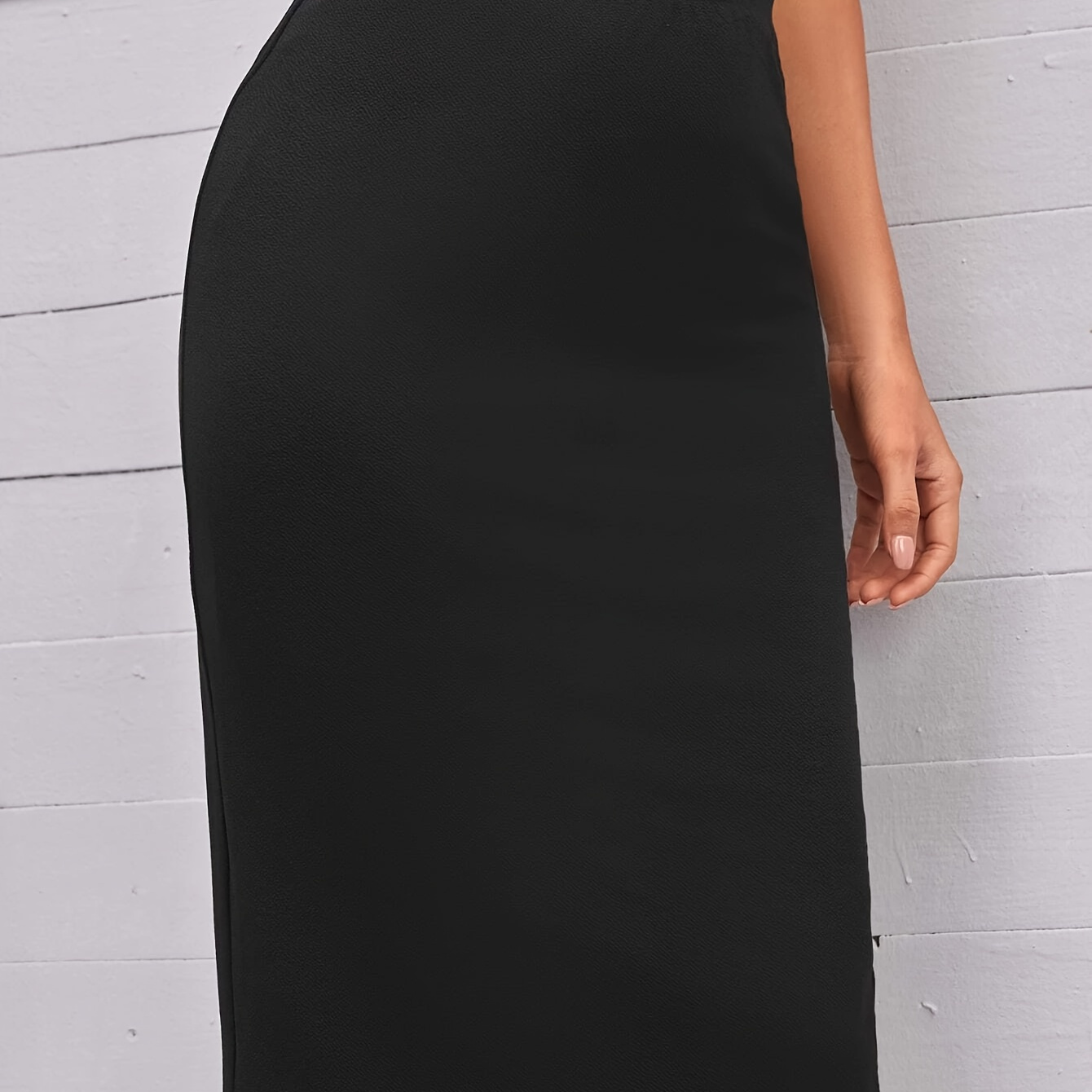 

Solid High Waist Bodycon Skirt, Elegant Knee Length Skirt, Women's Clothing