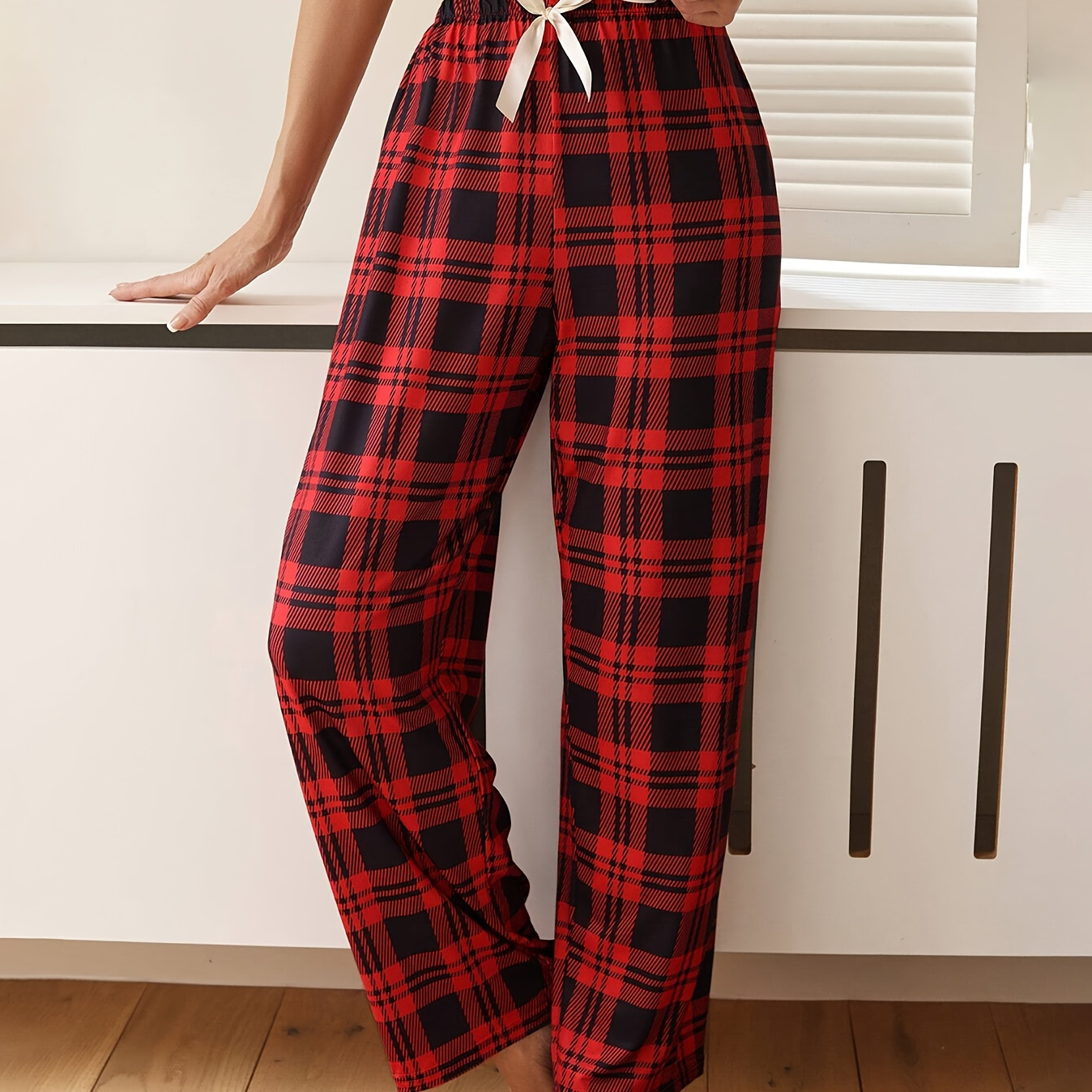 TEMU Women' Pants Loungewear 1pc, Casual, Bow Theme Comfortable Home Pants, Comfortable For Home Use, Loose Comfortable Elastic Waistband Pants, Elegant Women's Wear For Holidays, Perfect, Perfect