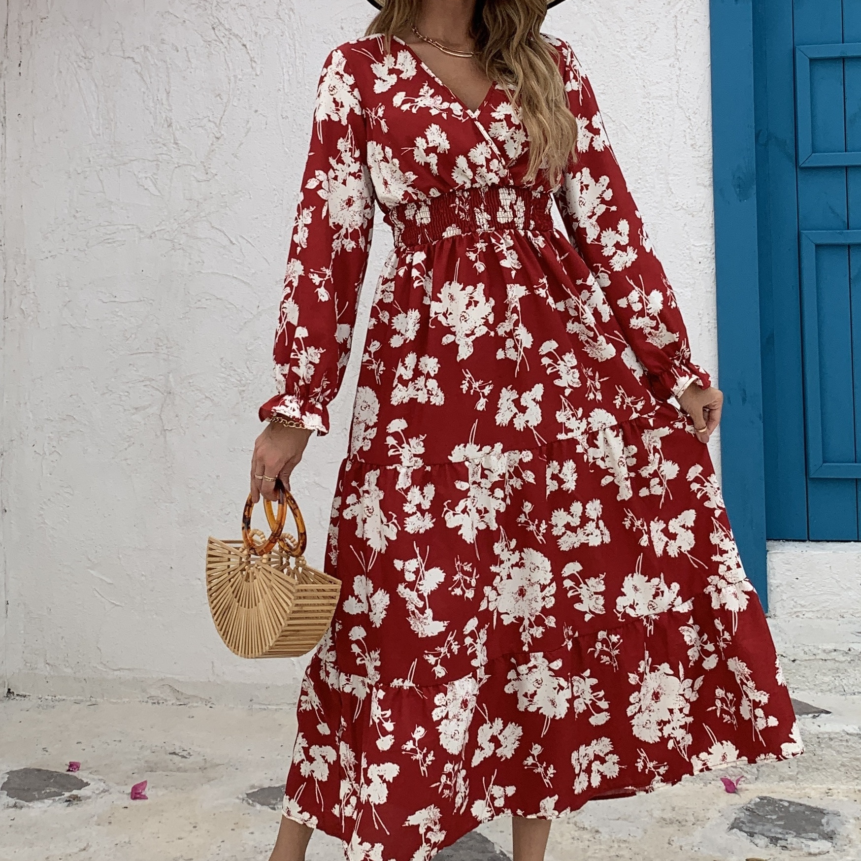 Women's Dresses Floral Print Vacation Long Sleeve Maxi Dress