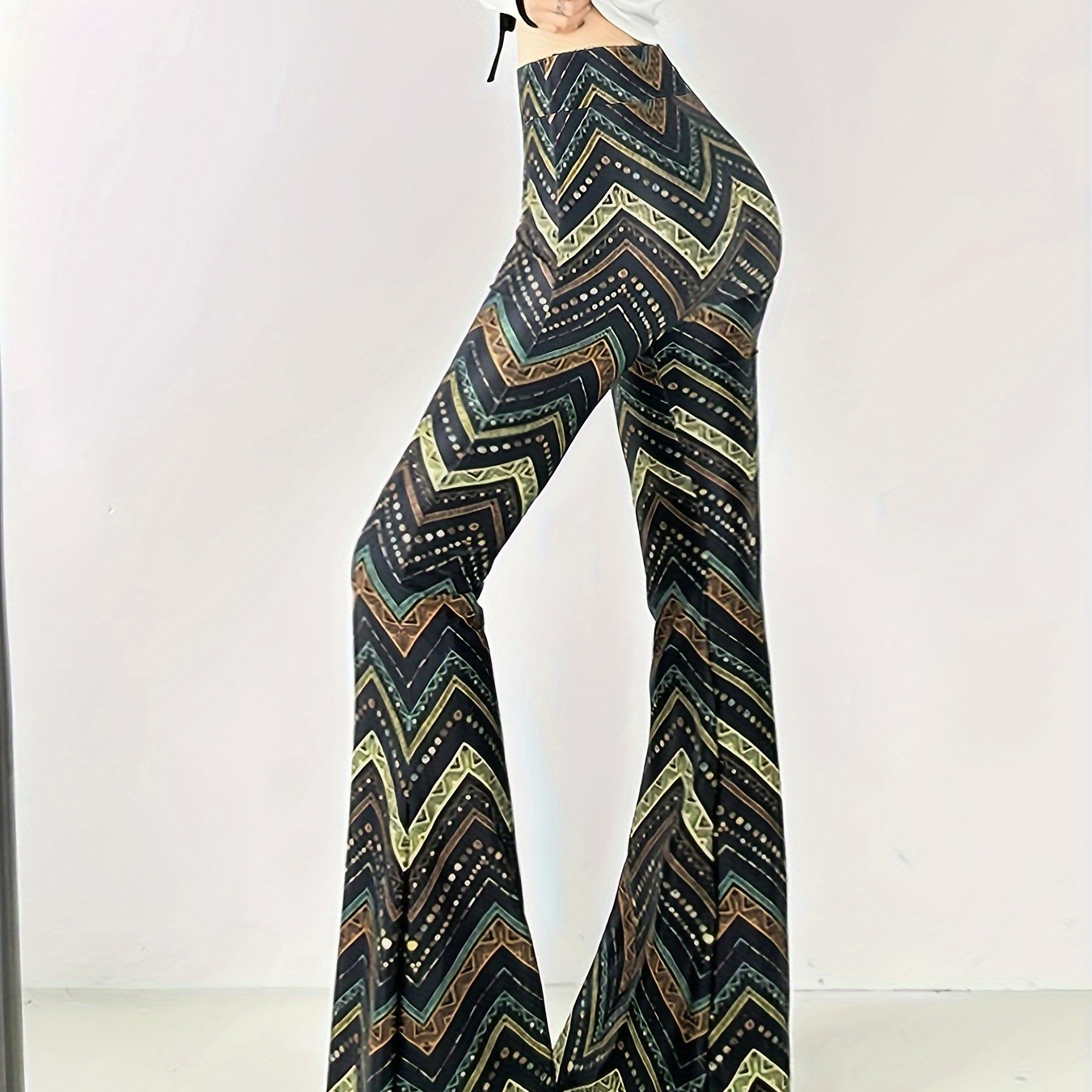 Tribal Print Flare Leg Pants, Casual High Waist Forbidden Pants, Women's  Clothing