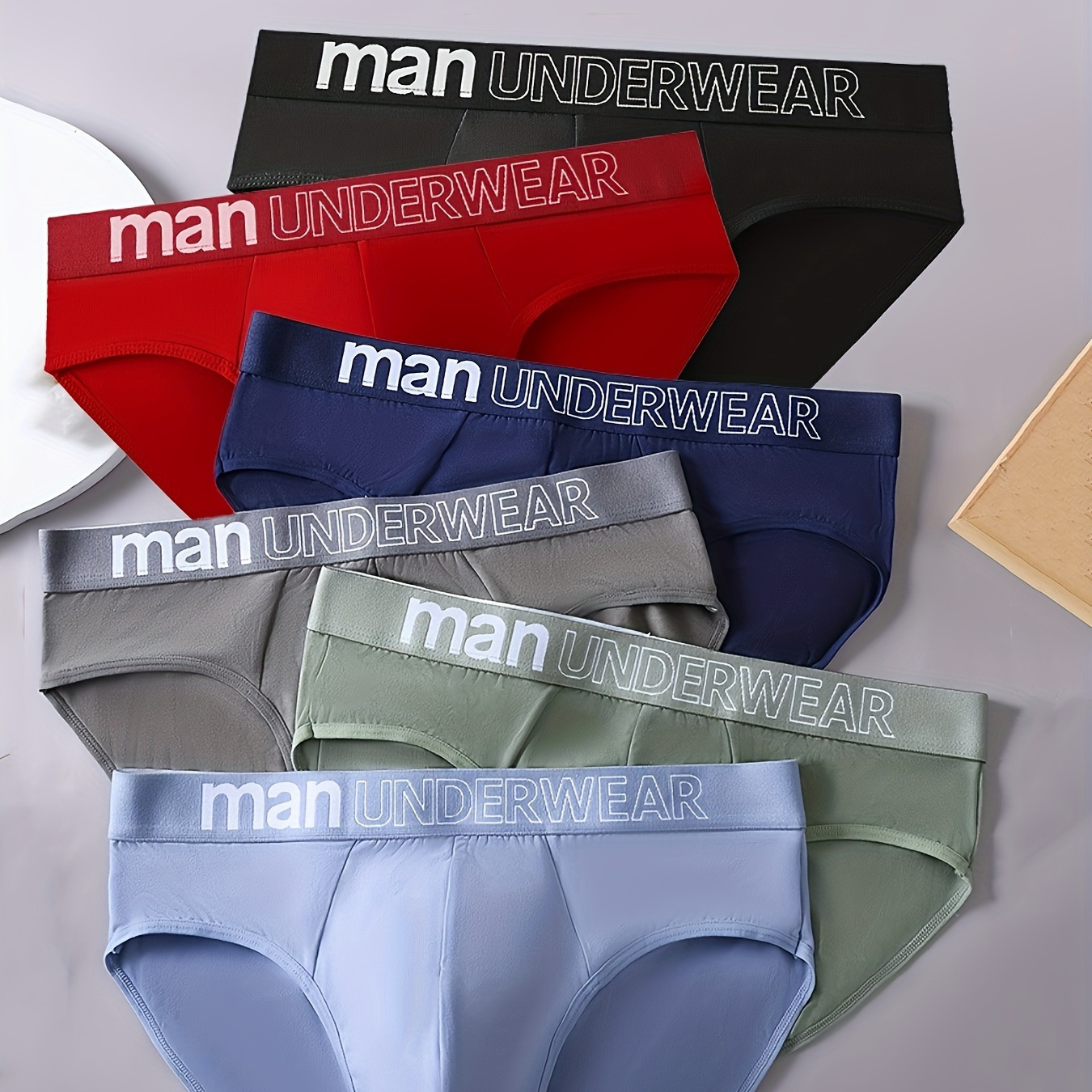 

6 Pcs Men's Sexy Trendy Underwear, Breathable Comfy Stretchy Briefs, Casual Underpants