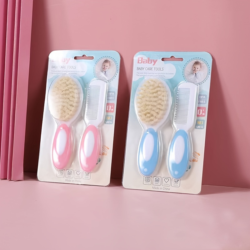 

2pcs/set Baby Hair Brush And Comb Set For Cradle Cap Treatment | Soft Bristle Baby Brush, Baby Comb, Massage Baby Care Set | Ideal Grooming Kit For Newborns And Toddlers