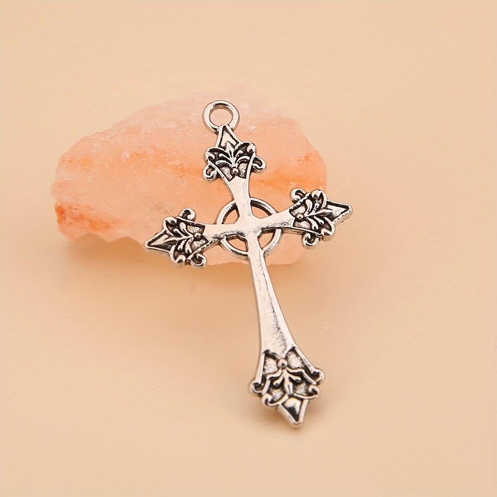 1pc Antique Silver Bronze Color Large Flower Cross Charms Pendant, For DIY  Earrings Necklace Handmade Jewelry Making