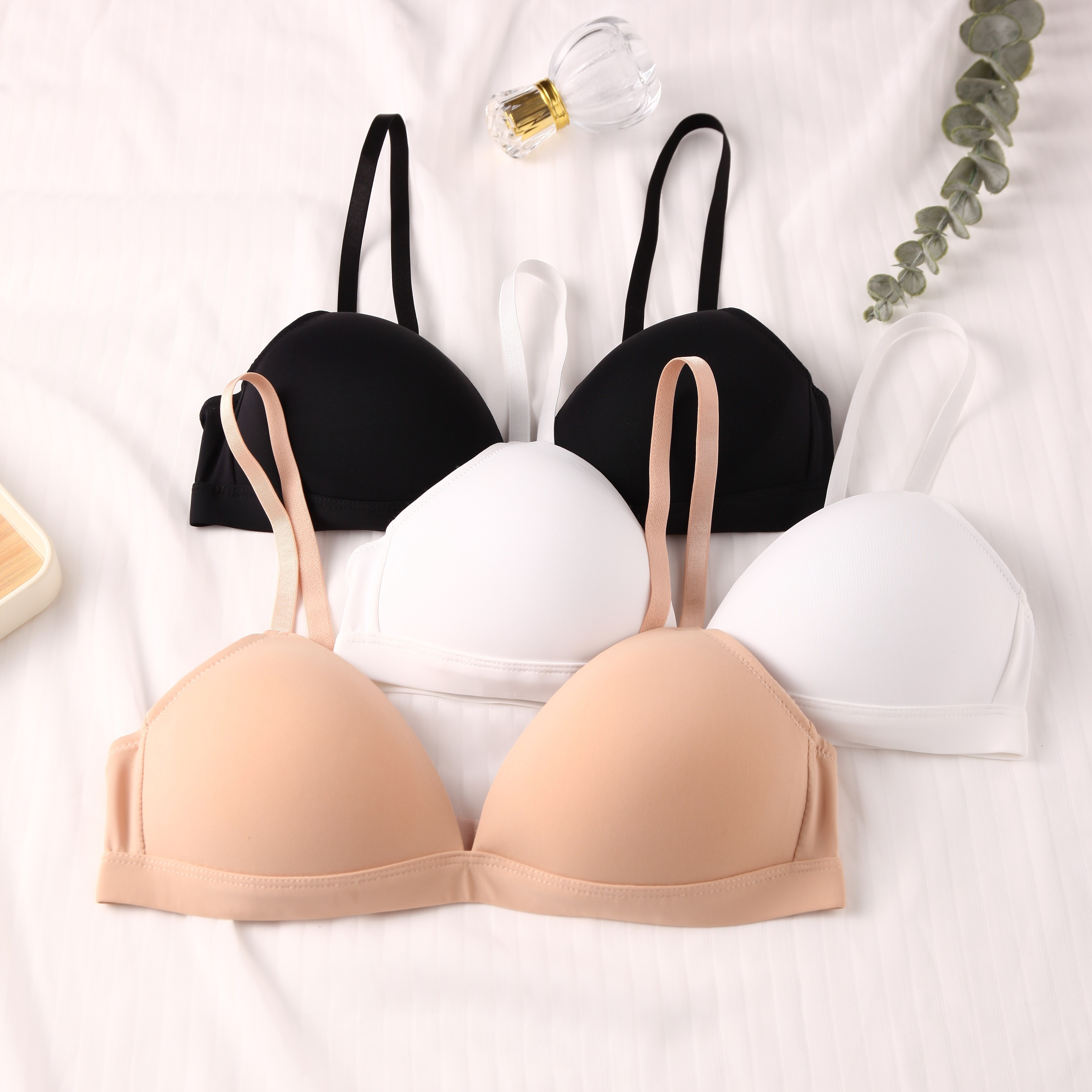 

3pcs Solid Wireless Cami Bra, Sexy Comfy Push Up Bra, Women's Lingerie & Underwear