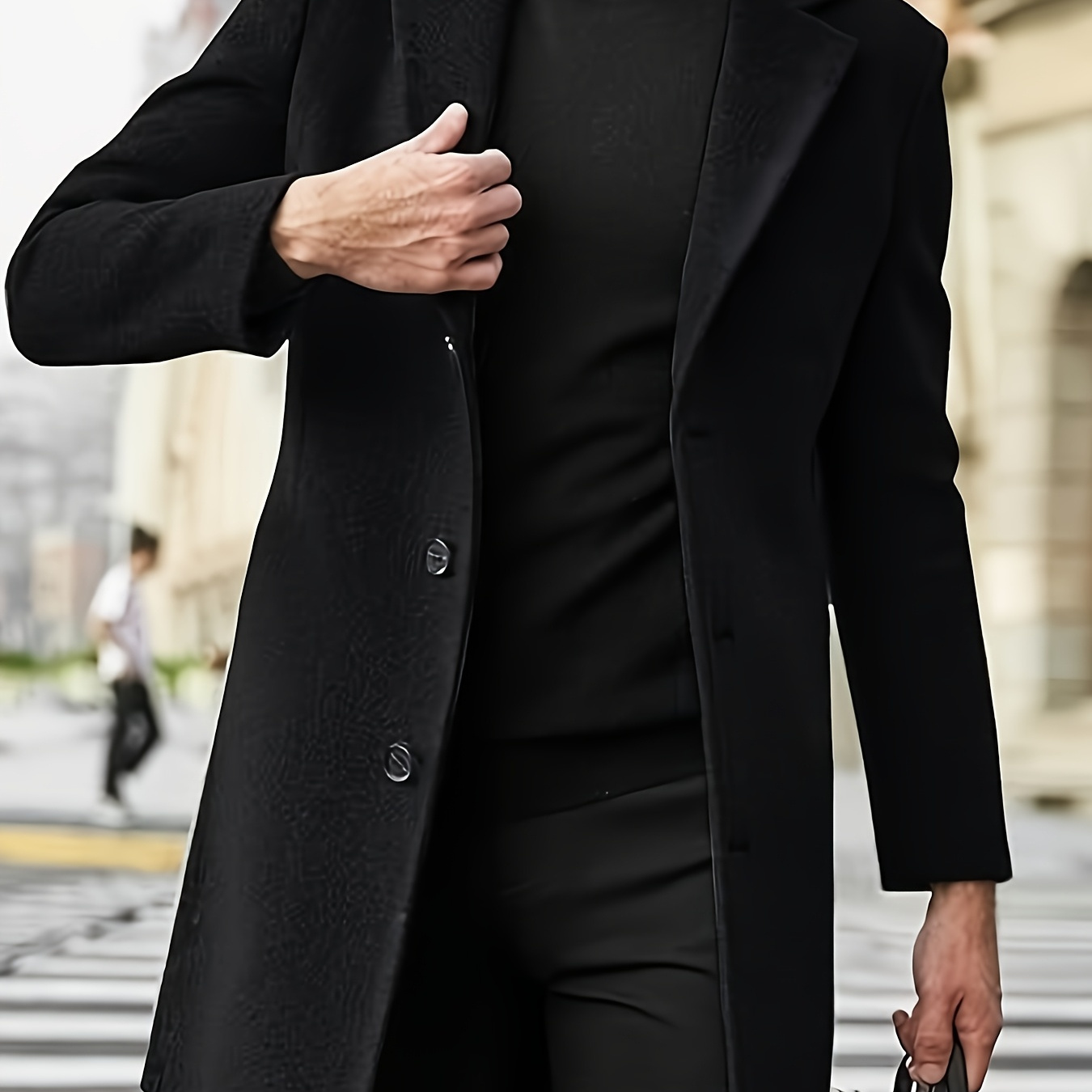 

Single-breasted Trench Coat, Polyester 100% Solid Color, Casual Lapel Collar, Regular Fit, Non-stretch Woven Fabric, Business Casual Fall/winter Outerwear