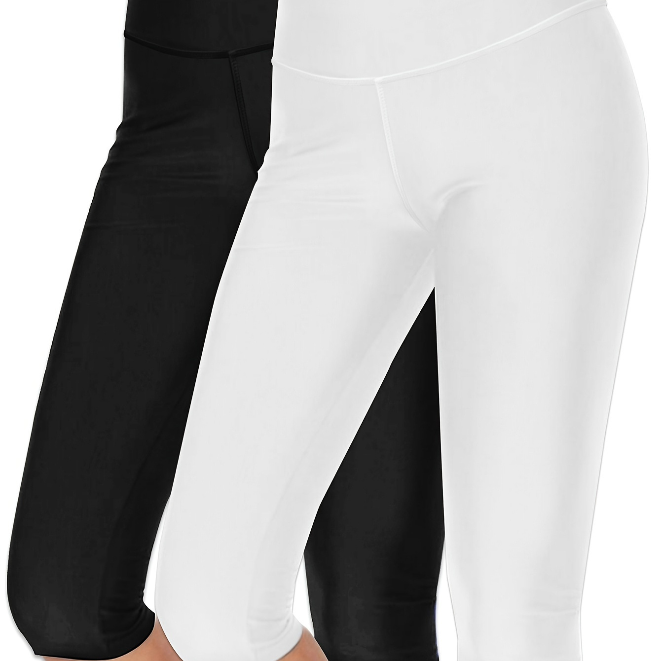 

2 Pack de leggings skinny de couleur unie, leggings courts décontractés pour le printemps et l'été, vêtements pour femmes