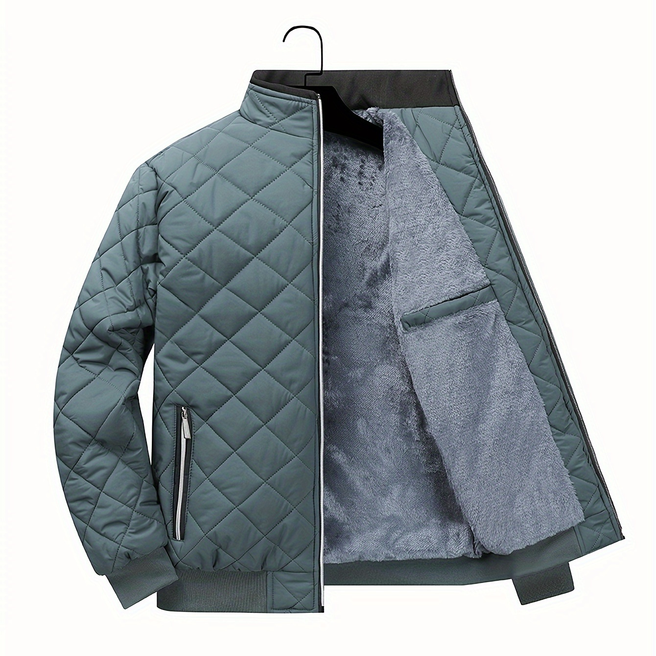 

Veste Douillette Doublée en pour Homme - Rayée Décontractée, Coupe Régulière avec Fermeture Éclair et Col de Baseball pour Automne/Hiver