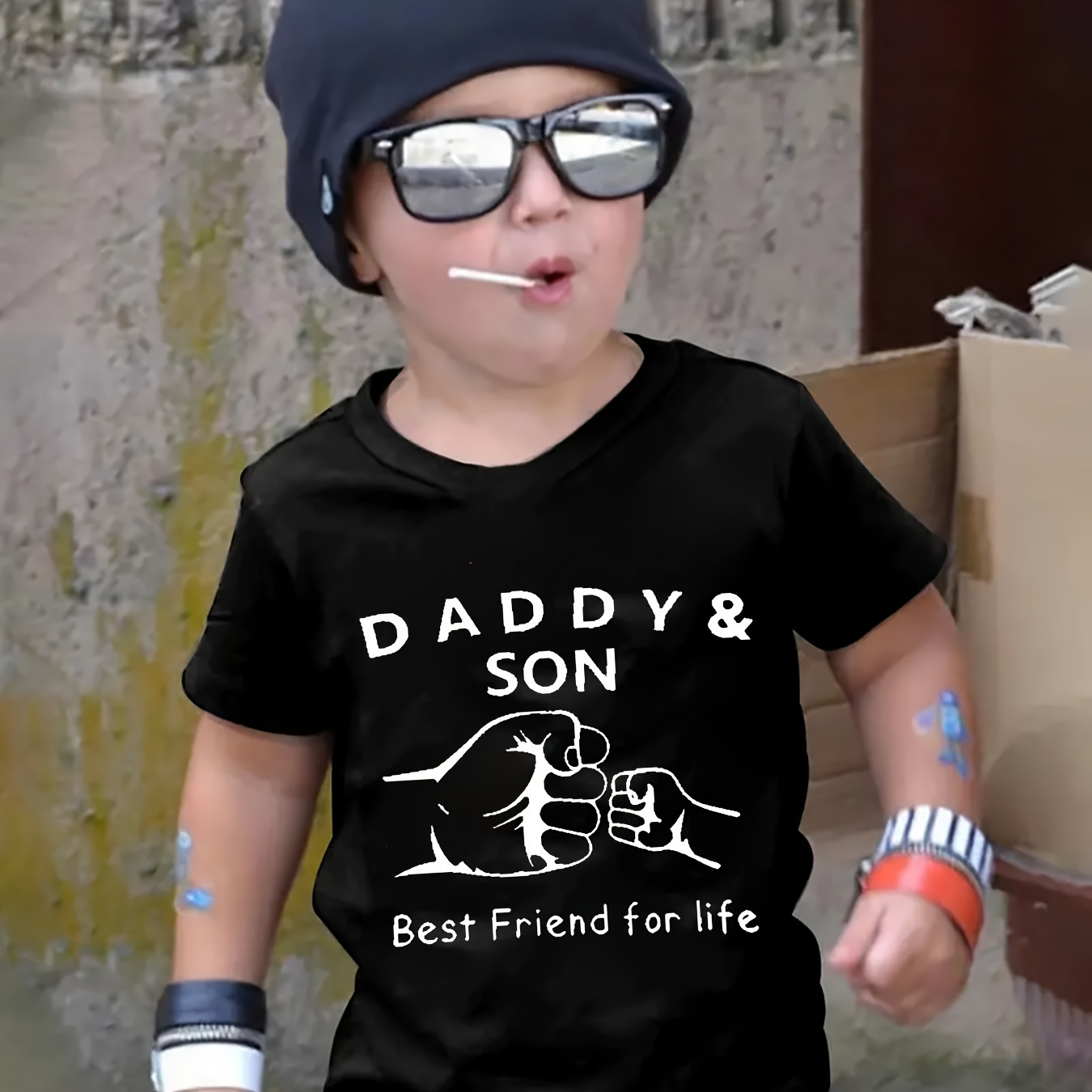 

Daddy&son Letter Print Short Sleeve T-shirts For Boys - Cool, Lightweight And Comfy Summer Clothes!