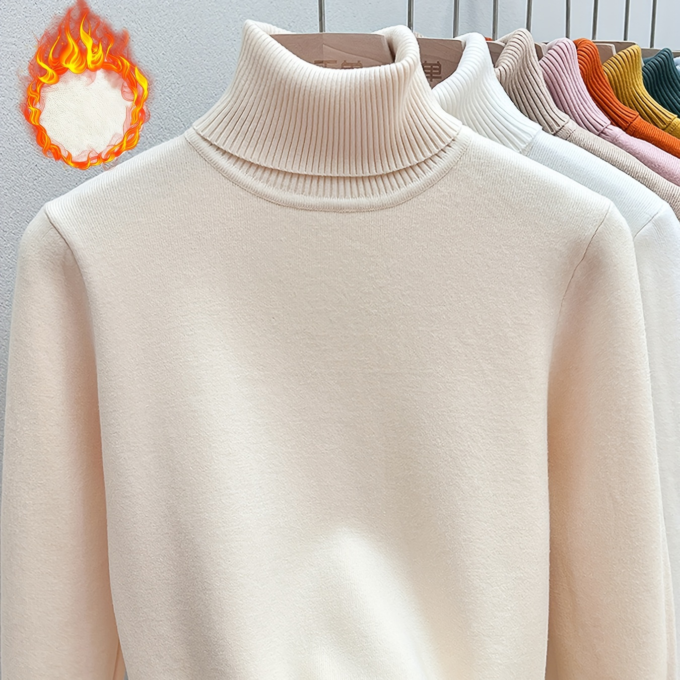 

Fleece-lined Turtleneck For Women - , Long Sleeve, For Fall &