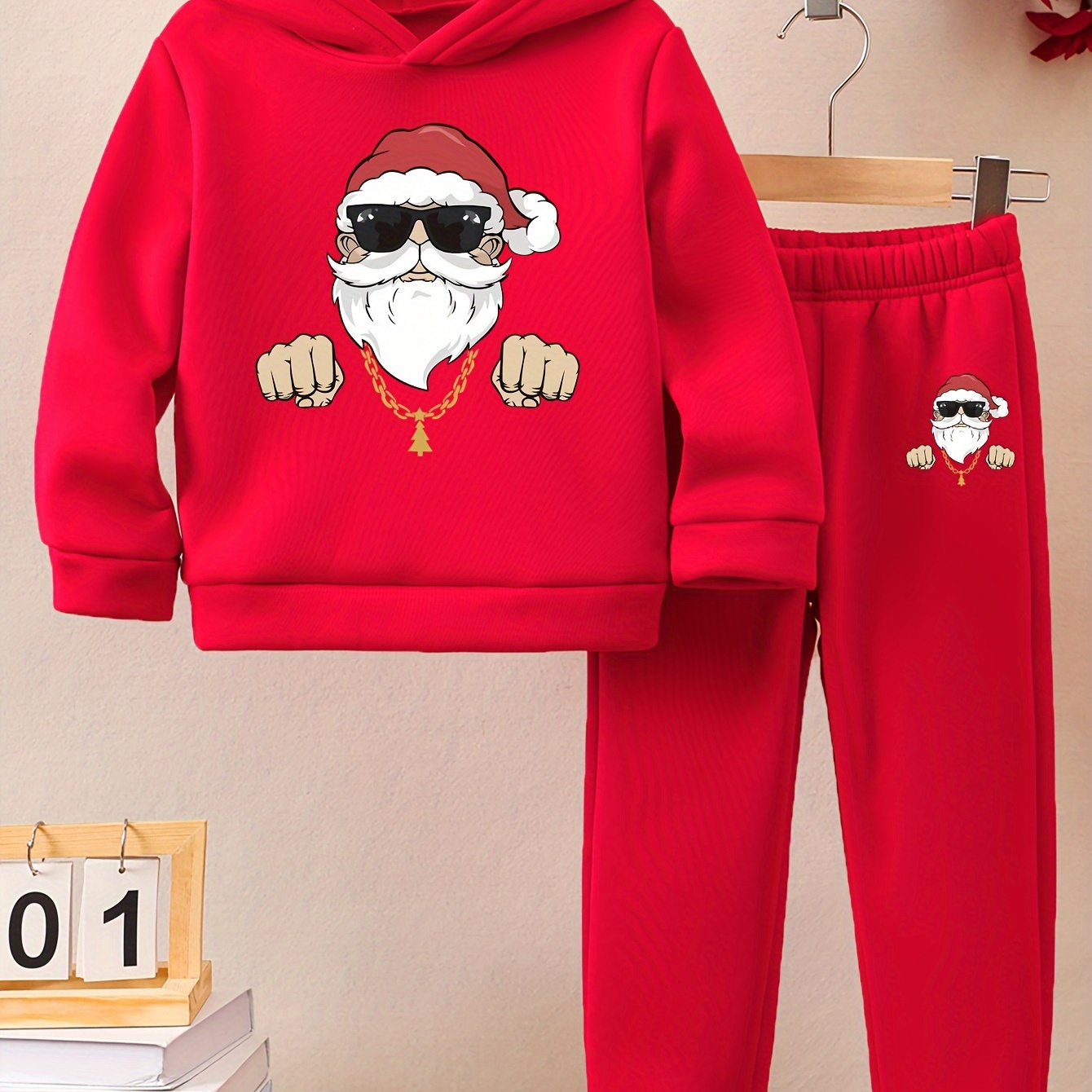 

Boys' Christmas And Sweatpants Set, Polyester , Regular Fit, Lined, , For Fall/ , For