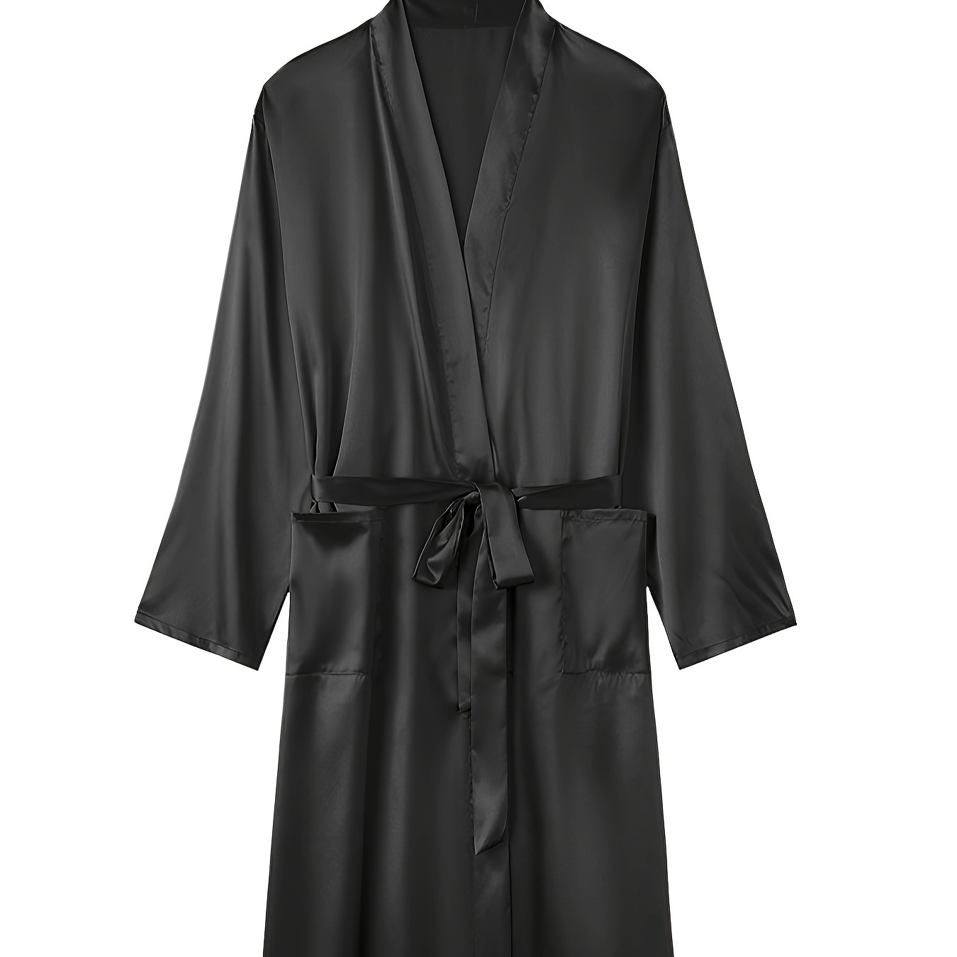 

New Plus-size Lightweight Bathrobe, Solid Color Robe, Comfortable & Gentle Style Pajamas For Men