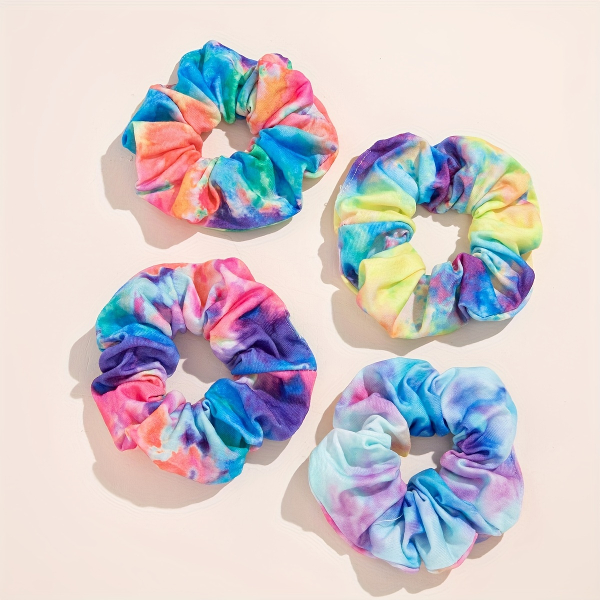 

4pcs Bohemian Tie Dye Hair Scrunchies For Women And - Soft Fabric Retro Hair Ties For Curly, Fine, Thick, And Thin Hair - Stylish And Comfortable Hair Accessories