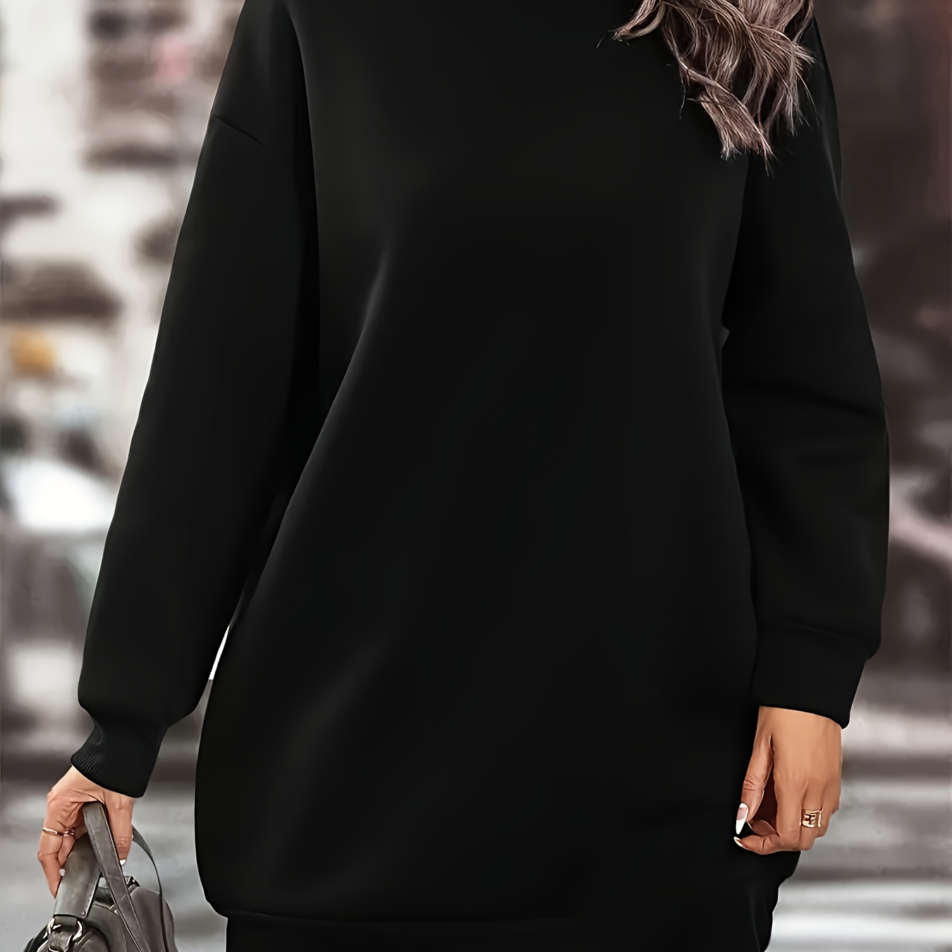 

Sweatshirt - Col Rond Décontracté à Longues, Tissu Extensible, Lavable en