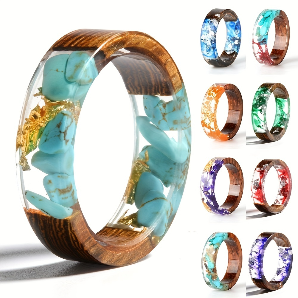 Handmade Wood Resin Ring Anniversary Gift For Women Girls