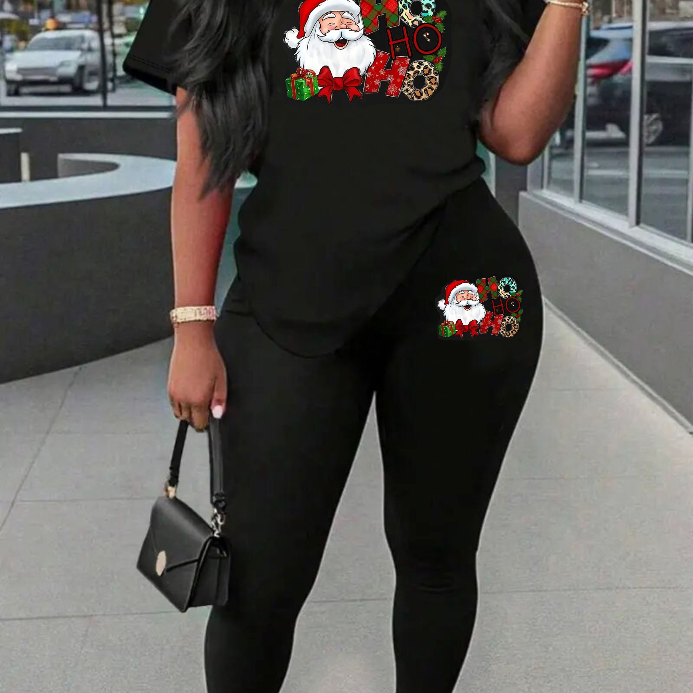 

Christmas Women's 2- Set , Polyester , Round T- And Long Pants