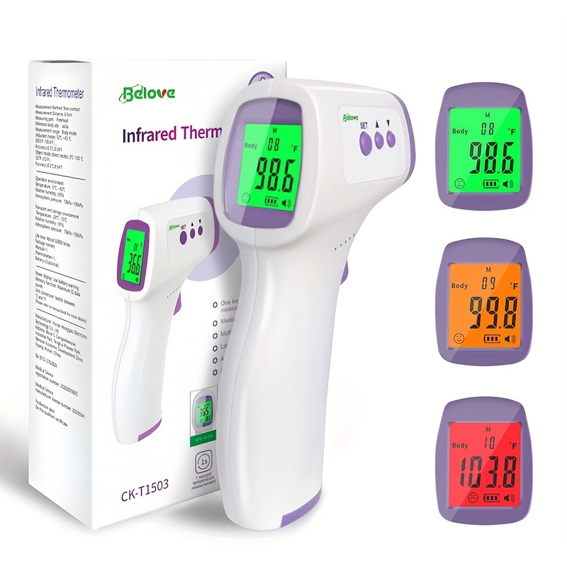 Thermometre frontal et auriculaire tam Thermomètre Frontal Infrarouge  médical sans Contact pour Adulte Enfant bébé, Affichage LCD Mode avec