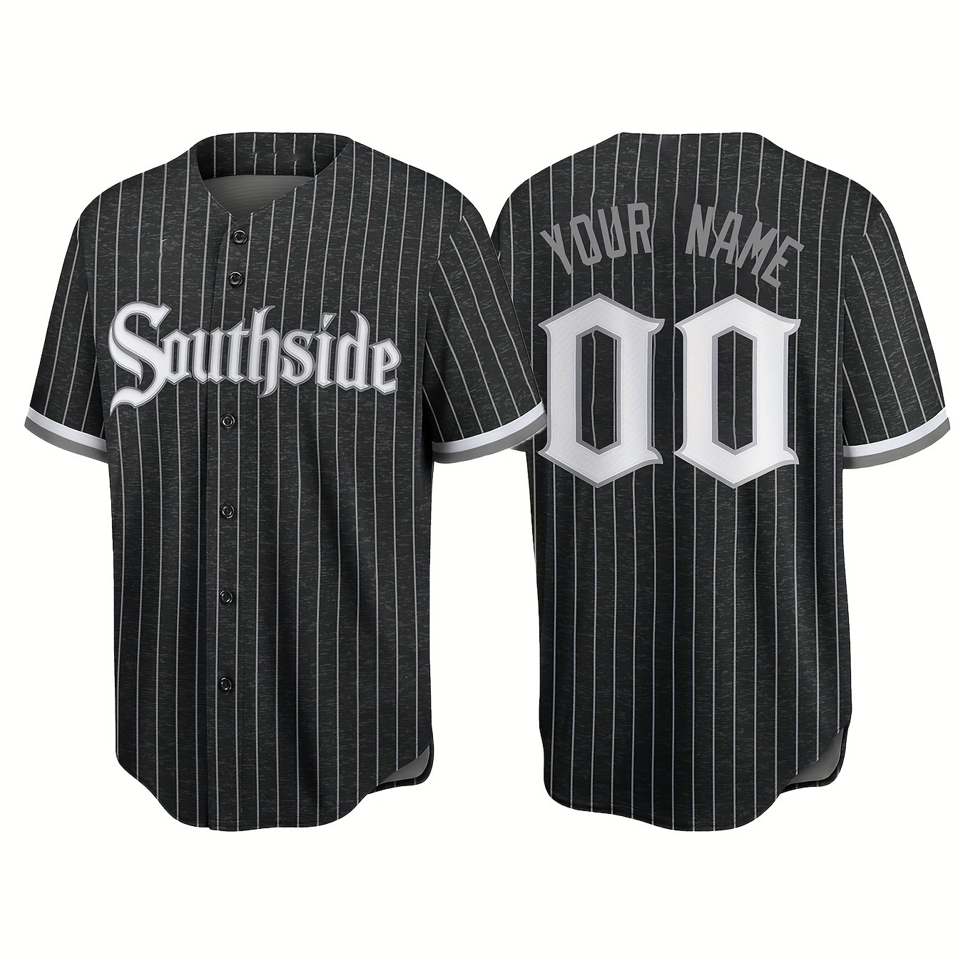 

Customized Name And Number Design, Men's Striped Short Sleeve Loose Breathable V-neck Embroidery Baseball Jersey, Sports Shirt For Team Training