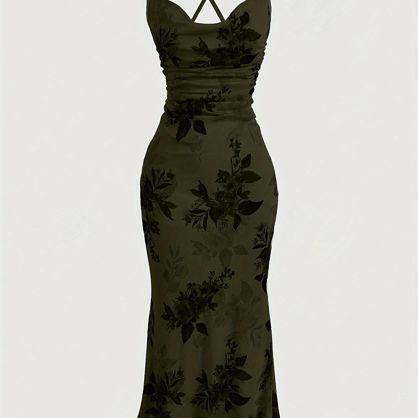 

Floral Print Crisscross Cami Dress, Elegant Sleeveless Spaghetti Strap Dress For Spring & Summer, Women's Clothing