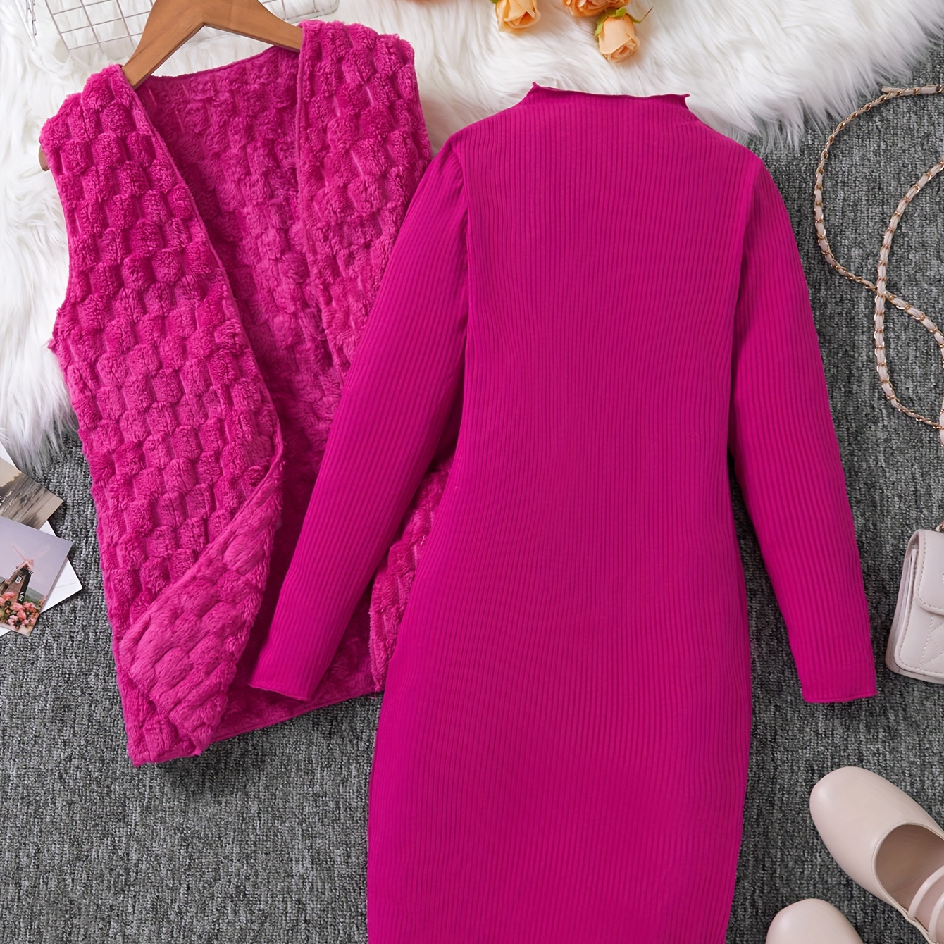 

2pcs/set, Fleece + Long Sleeve - /fall Clothes, ' Outfit
