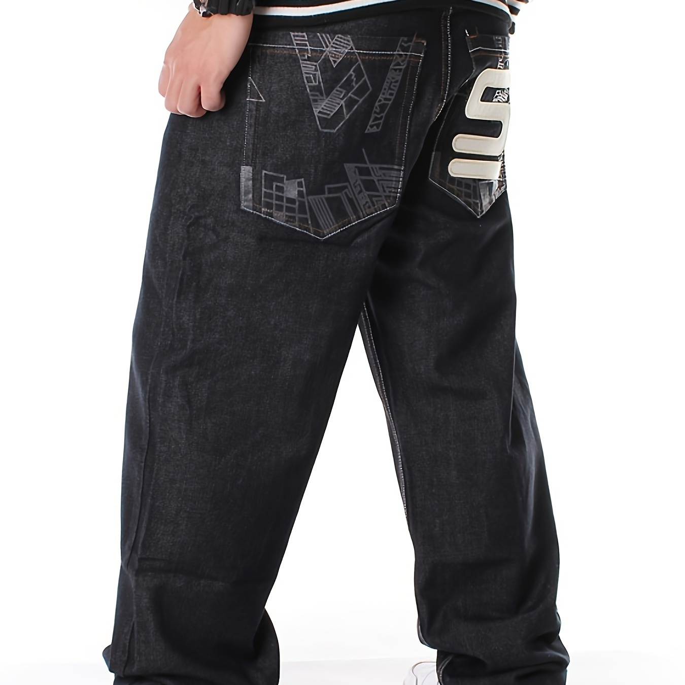 

Men's Casual Jeans, Original , Trendy Retro Embroidery Hiphop Street , Loose Skate Pants