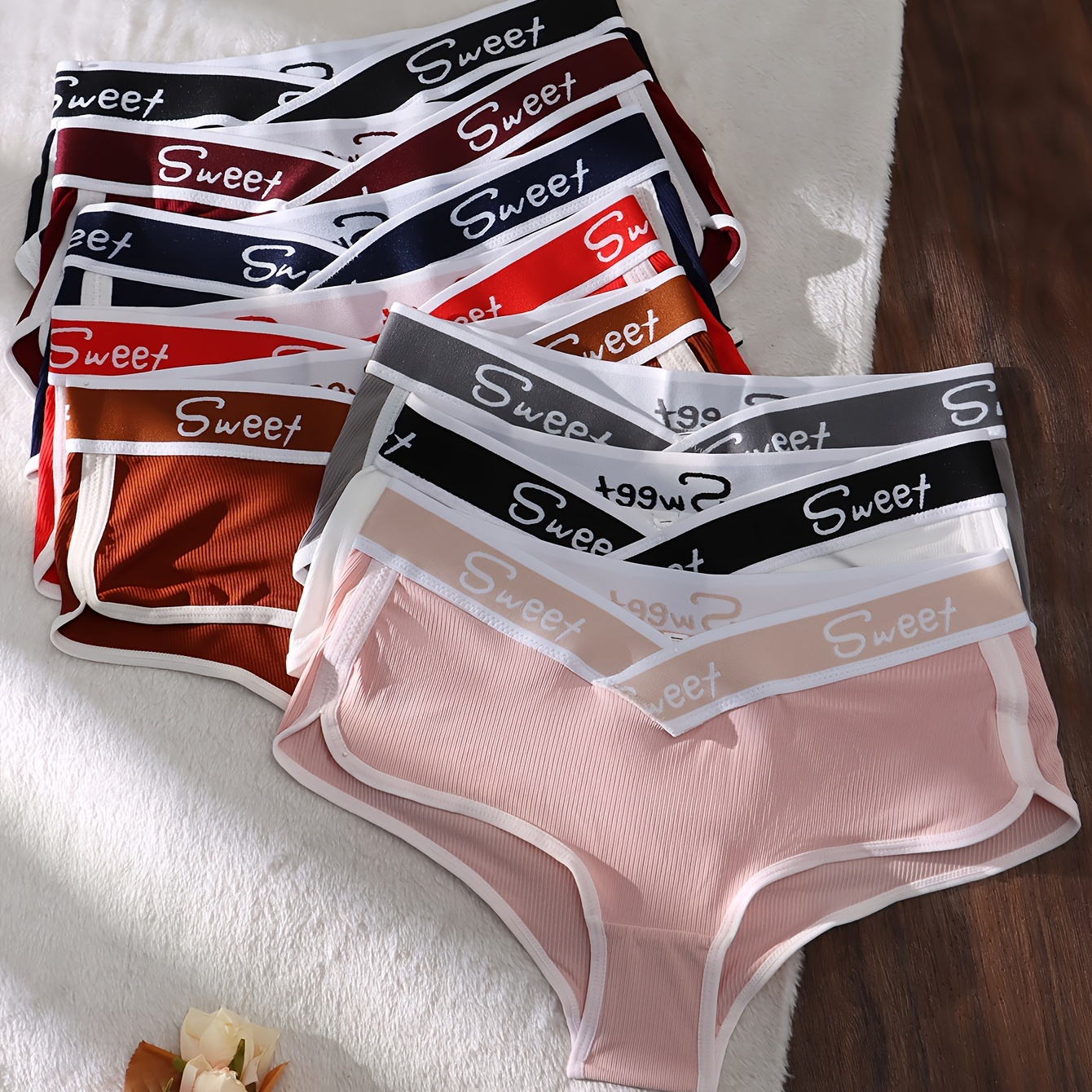 

8pcs Comfy High-waist Women's Briefs With "sweet" Waistband - Stretchy & Breathable, Elegant Solid Colors In Polyester/elastane , Hand Washable - Casual Attire