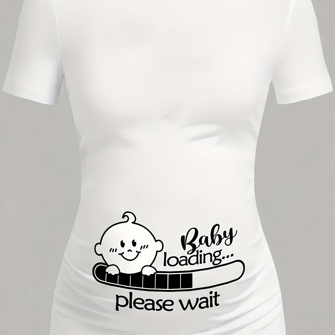 

Maternity Short Sleeve T-shirt With "baby Loading... Please Wait" Humorous Print, Casual Pregnancy Tee