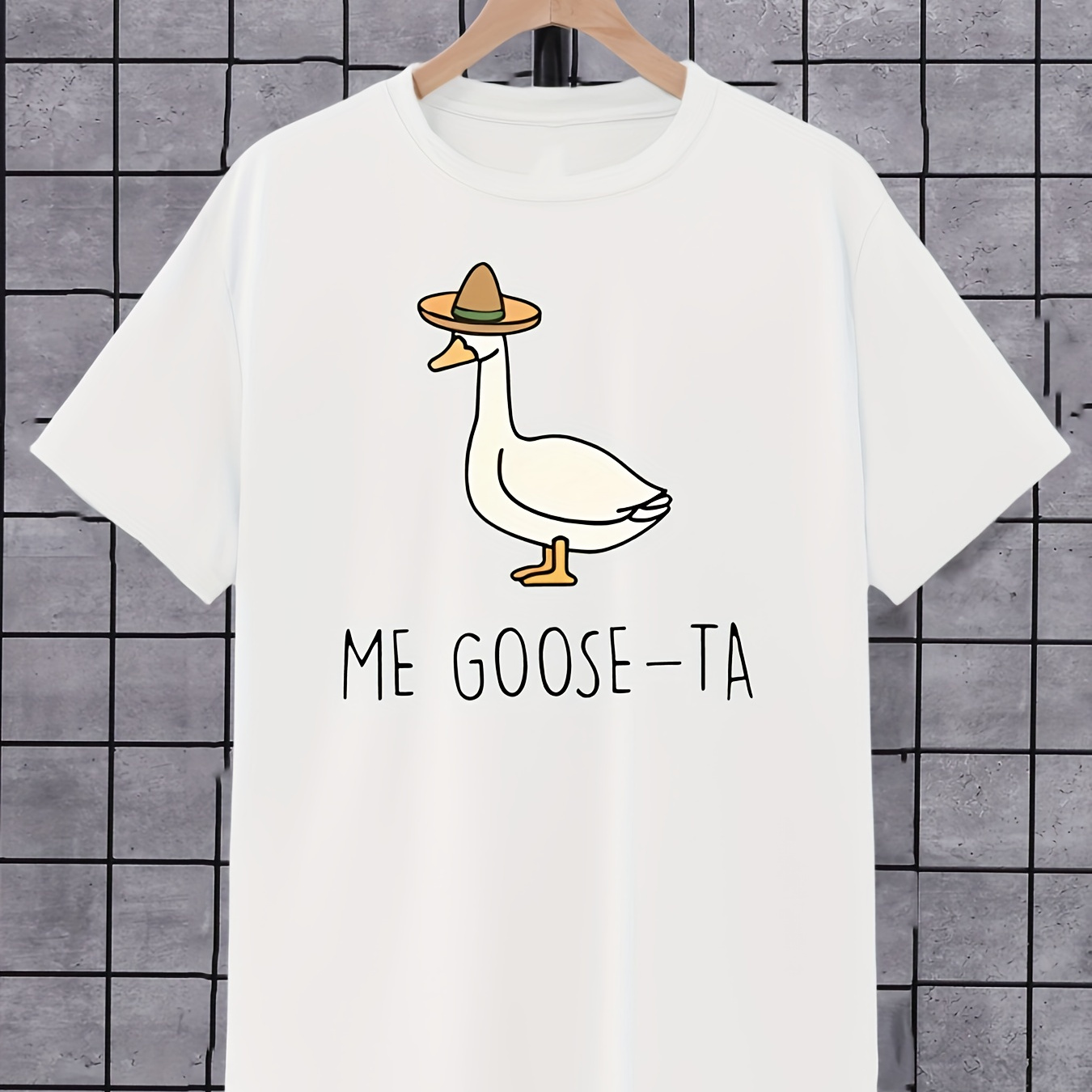 

Men's Plus Size Casual T-shirt With Cartoon Animal & Letter Design - Soft Polyester, Round Neck, Machine Washable - All , Plus Size