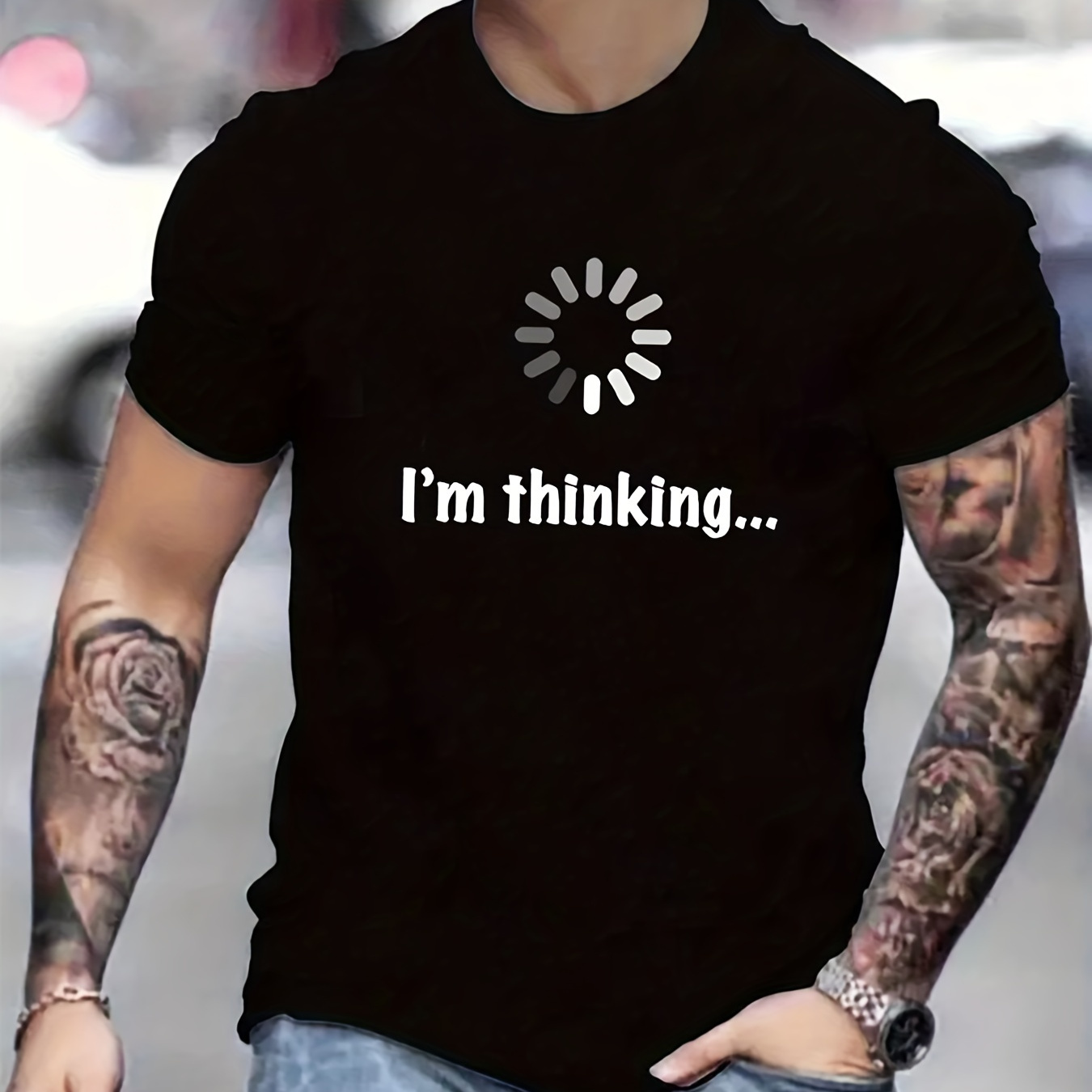 

I'm Thinking Print T Shirt, Tees For Men, Casual Short Sleeve T-shirt For Summer