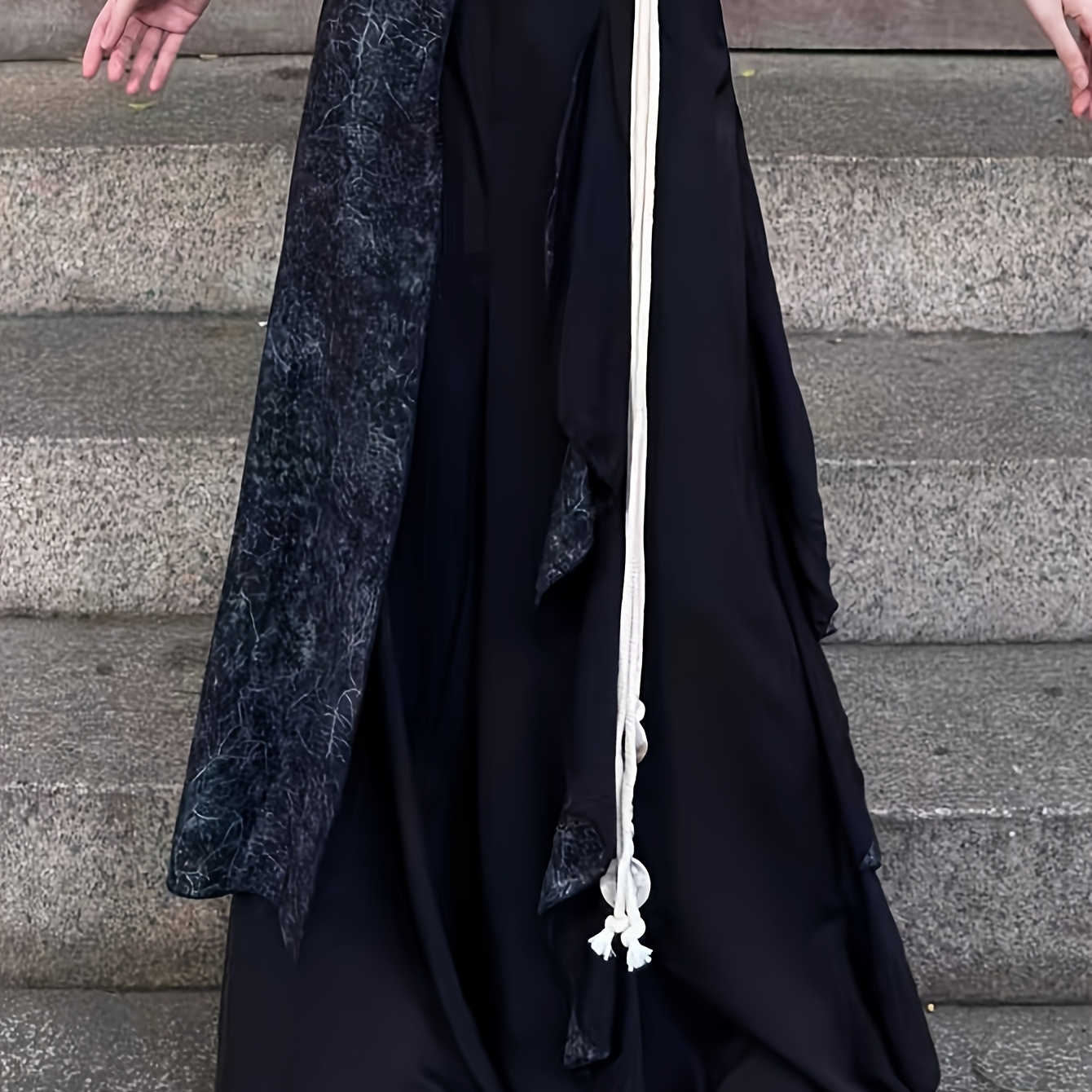 Street-style Dark Neutral Unisex Pants-skirt, New Chinese-style Pants with a Unique Design, Niche Floor-length Pants-skirt, High-quality Wide-leg Pants-skirt for Spring and Autumn (pants Do Not Include Accessories, Can Be Paired According to Personal