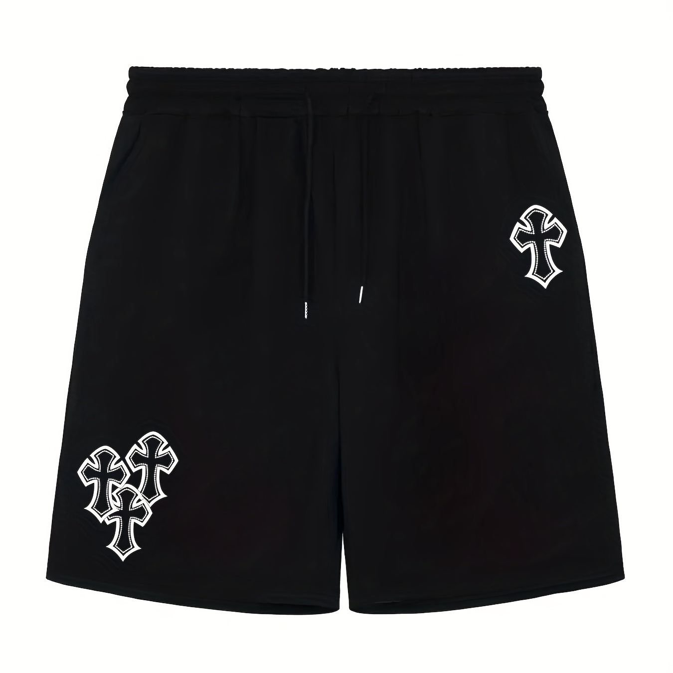 Men's Cross Print Casual Shorts Elastic Waist Gym Short Pants, Spring And Summer