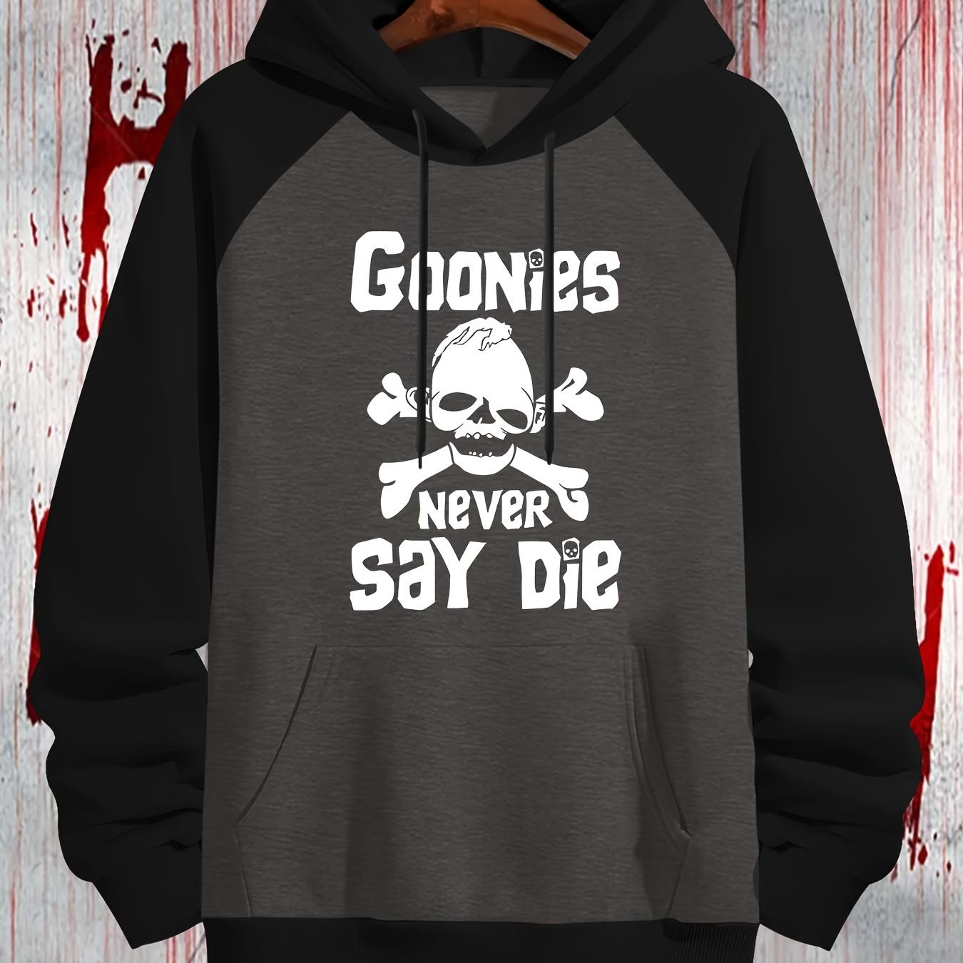 

goonies Say Die" Graphic Hoodie - Fall/ - - Knit Fabric - Regular Fit - Polyester - Pockets - Hooded Neck