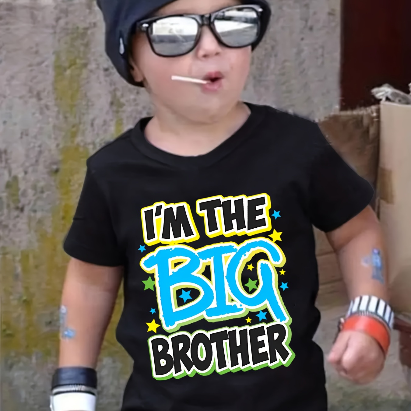 

Boy's I'm The Big Brother Print Creative Tee Tops Clothes For Kids Short Sleeve Crew Neck Casual Comfy Sports Shirt For Summer