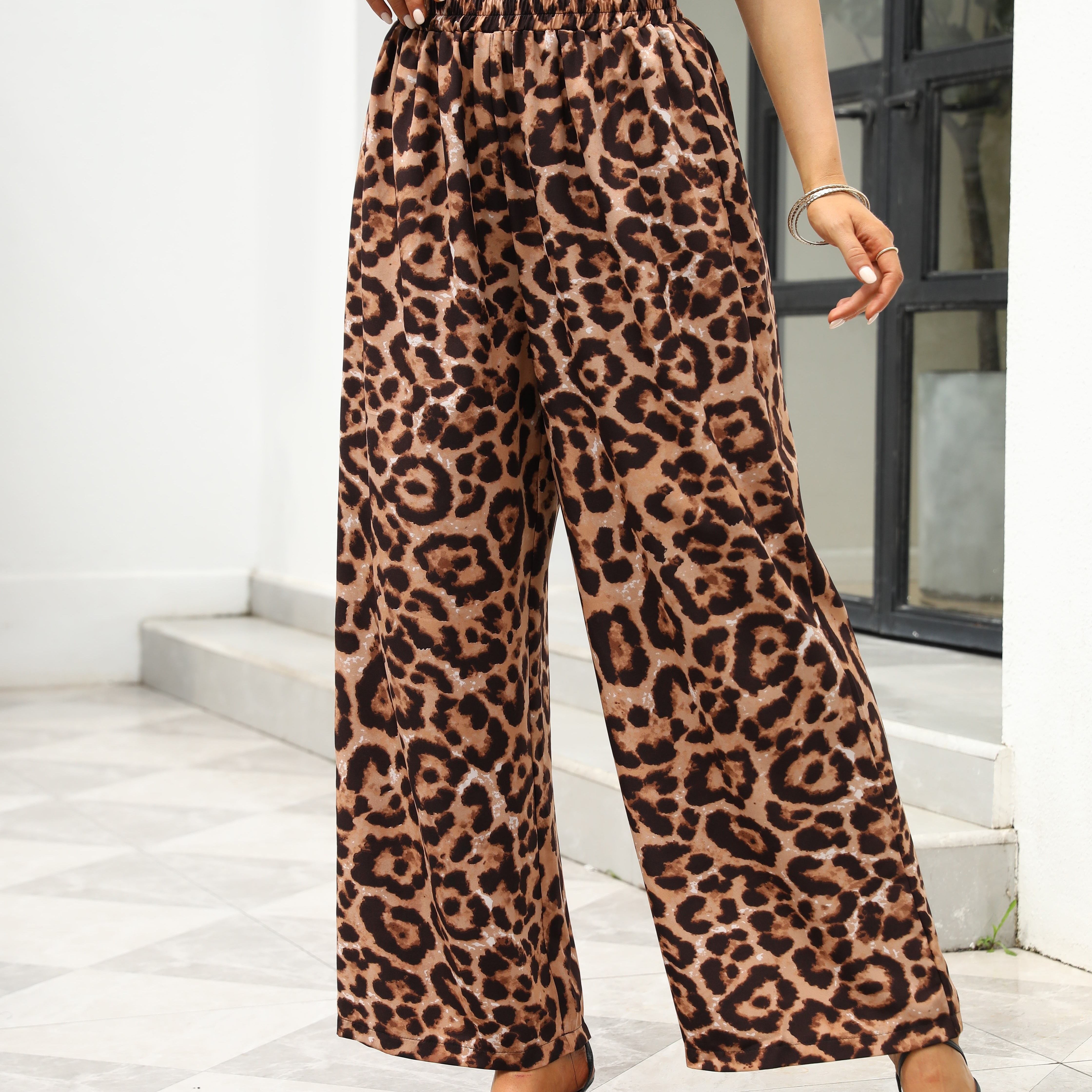 Taking Shape Womens Size 14 Animal Print Blush Linen Blend Stretch Pants(s)