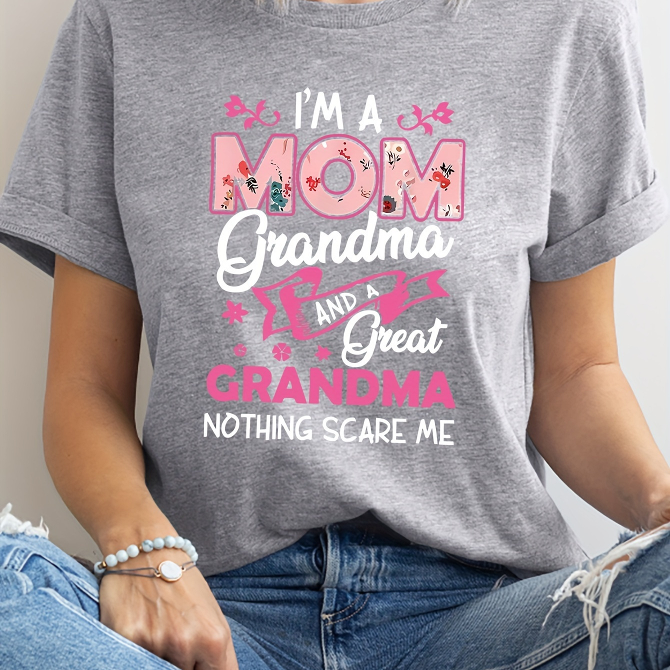 

Mother's Day Letter Print T-shirt, Short Sleeve Crew Neck Casual Top For Summer & Spring, Women's Clothing