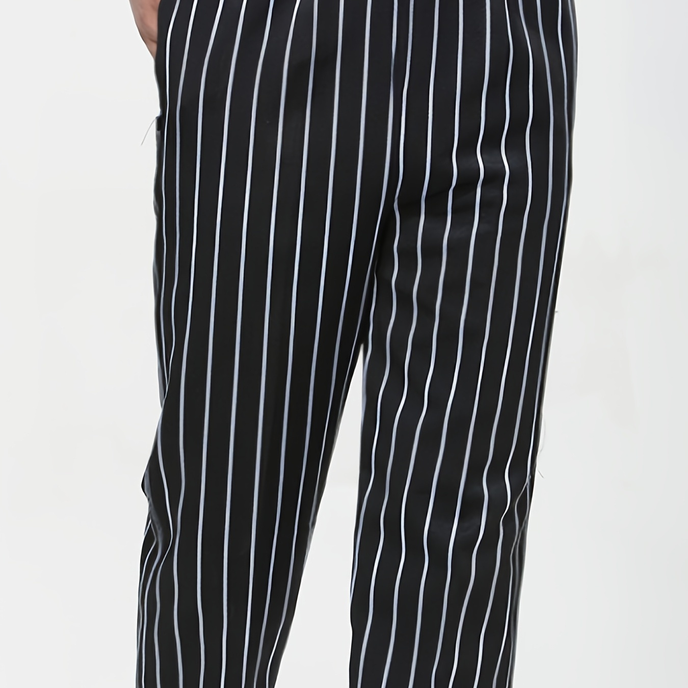 

1pc Polyester Chef Work Pants, 100% Polyester Striped Maid Trousers With Pockets, Regular Fit Woven Fabric, Non-stretch Mature Style, , Xl