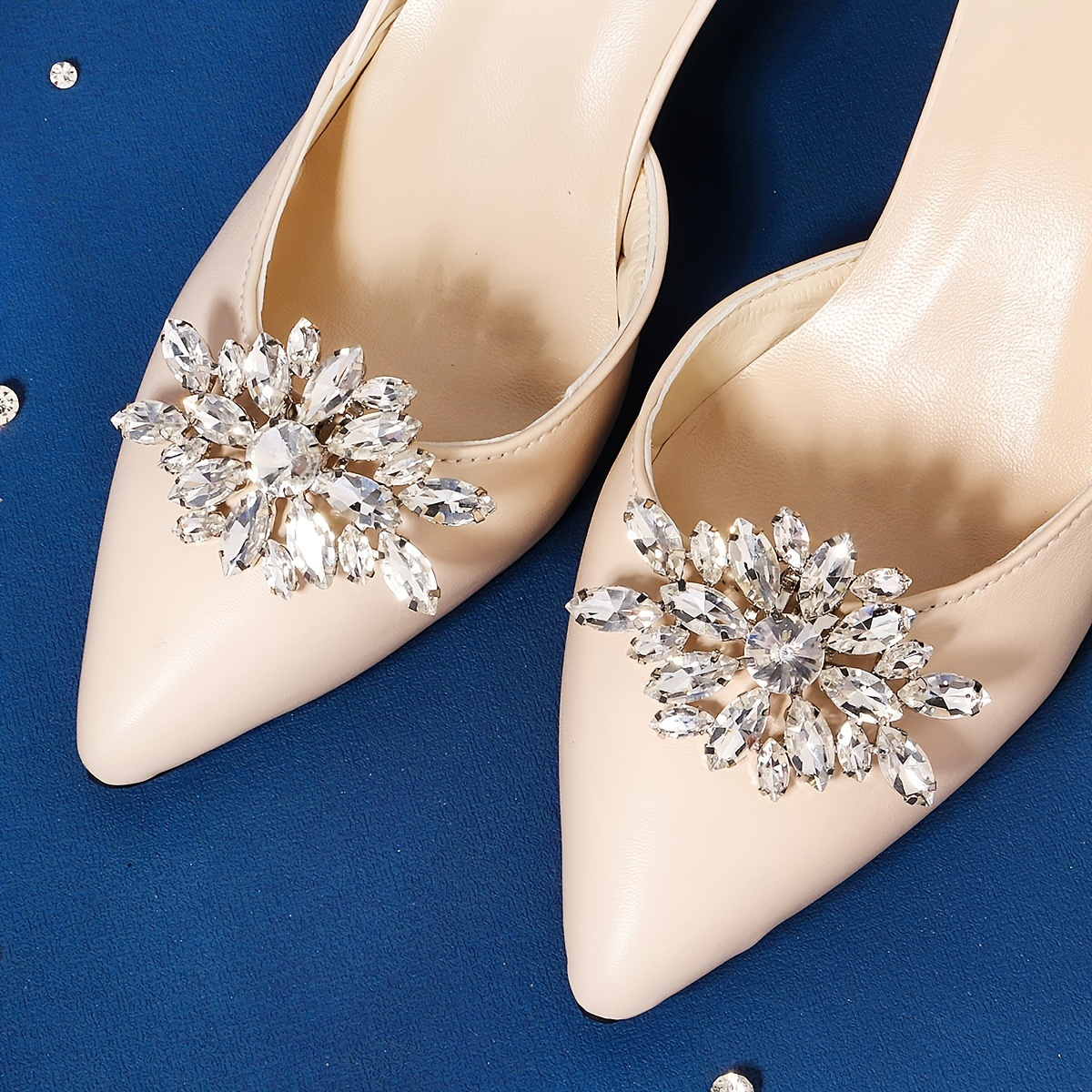 Flower-shaped Rhinestones Crystal Shoe Clips Women Bride Wedding Party  Jewelry Charms Buckle Shoe Decoration Accessories 1pair