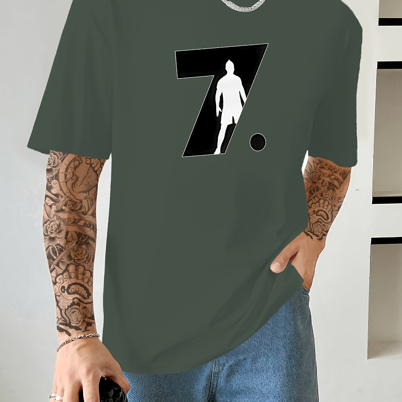 

Number 7 Print T Shirt, Tees For Men, Casual Short Sleeve T-shirt For Summer