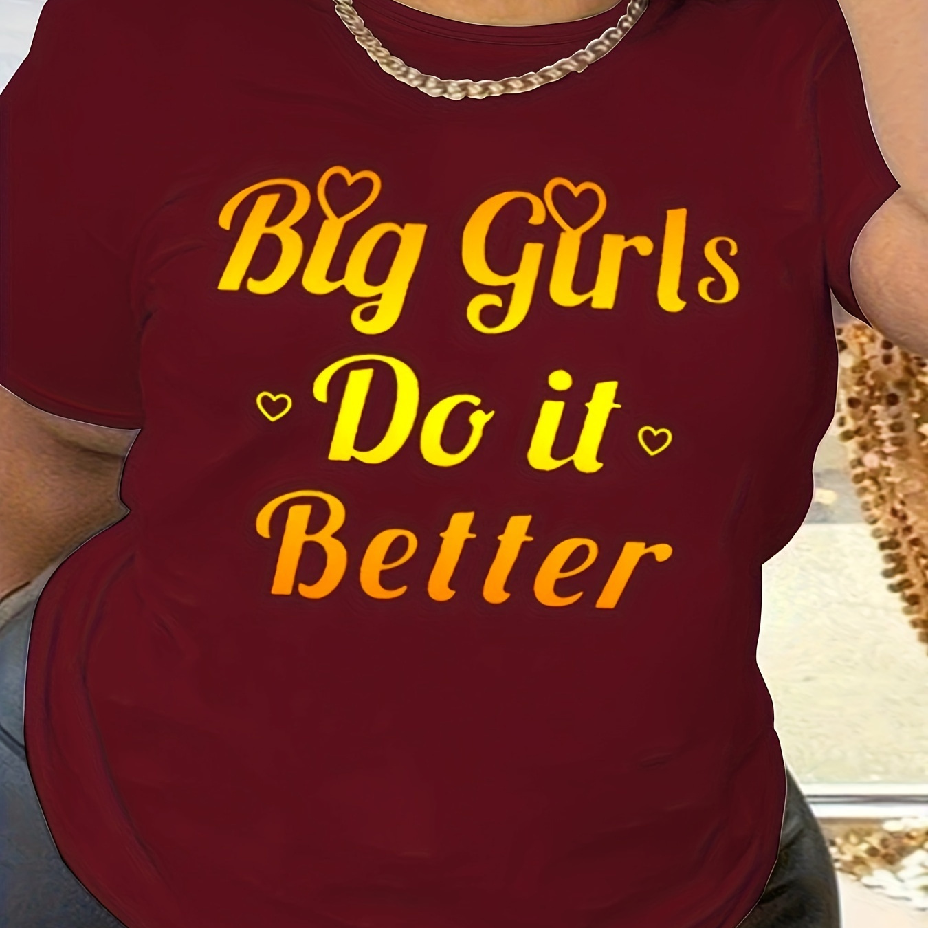 

Plus Size Letter Print T-shirt, Casual Crew Neck Short Sleeve T-shirt, Women's Plus Size clothing