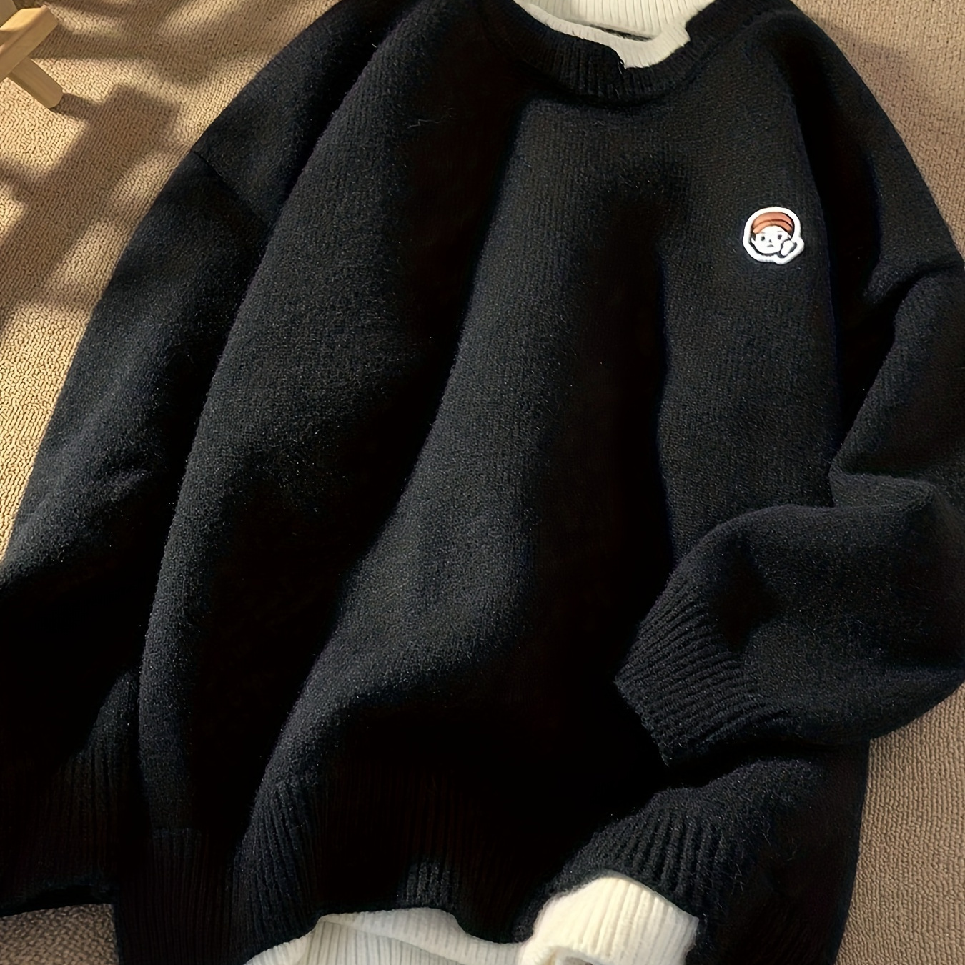 

Boy Graphic Fake Two- Knitted , Long Sleeve For Fall
