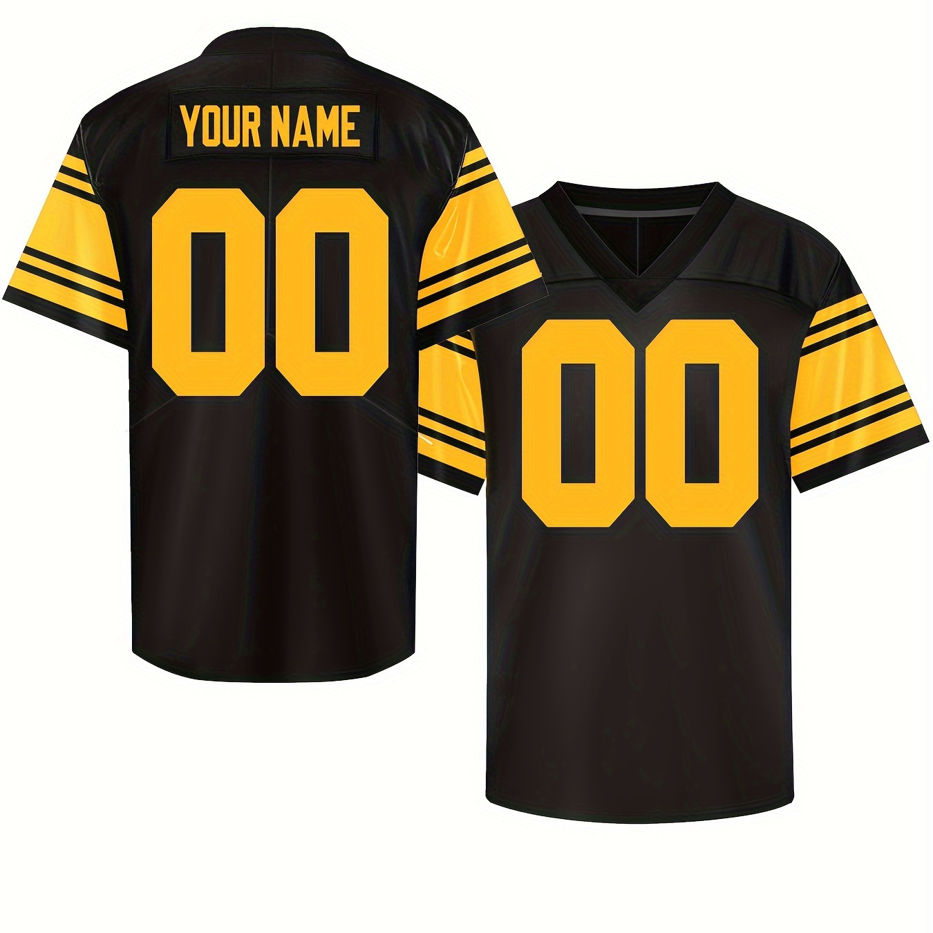 

Customize Any Name And Number For Men's Football Jersey, Fashionable And Casual Street Breathable Sports Top, V-neck Rugby Jersey