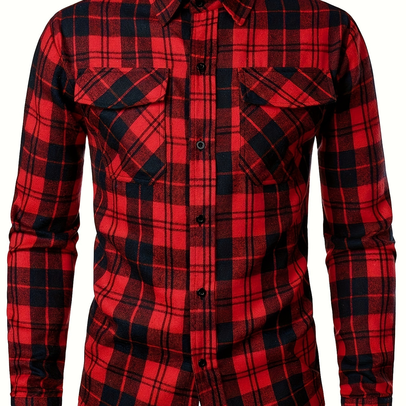 

Men's Casual Long Sleeve Shirt With Chest Pocket - Polyester, Non-stretch, Button-up, Collared, Spring & Fall Outdoor Activities