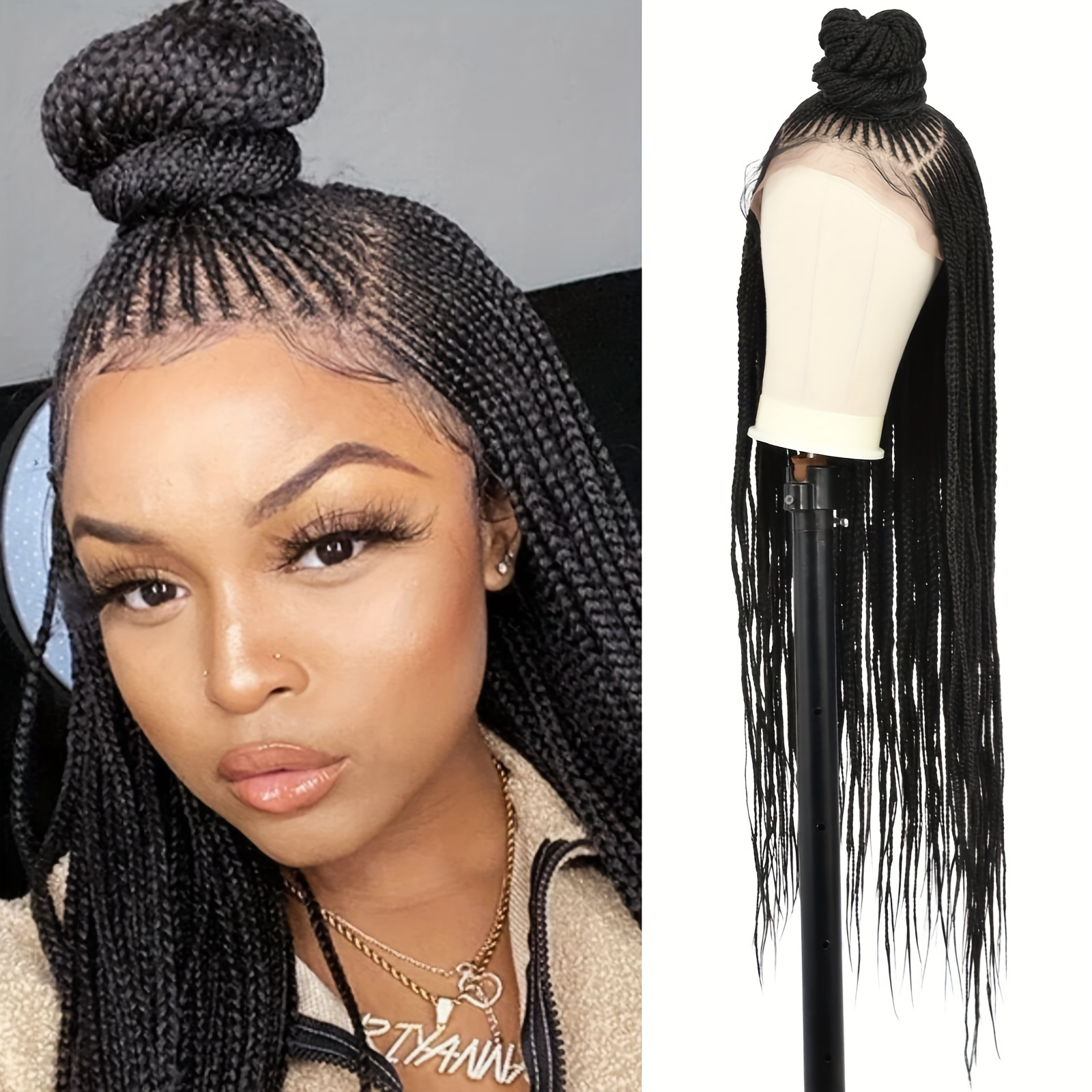 28 Inches 13x4 Braided Wigs Synthetic Lace Front Wig Updo Braided Wigs With  Baby Hair For Black Women Cornrow Box Braided Wig From Newfantasyhair,  $42.97