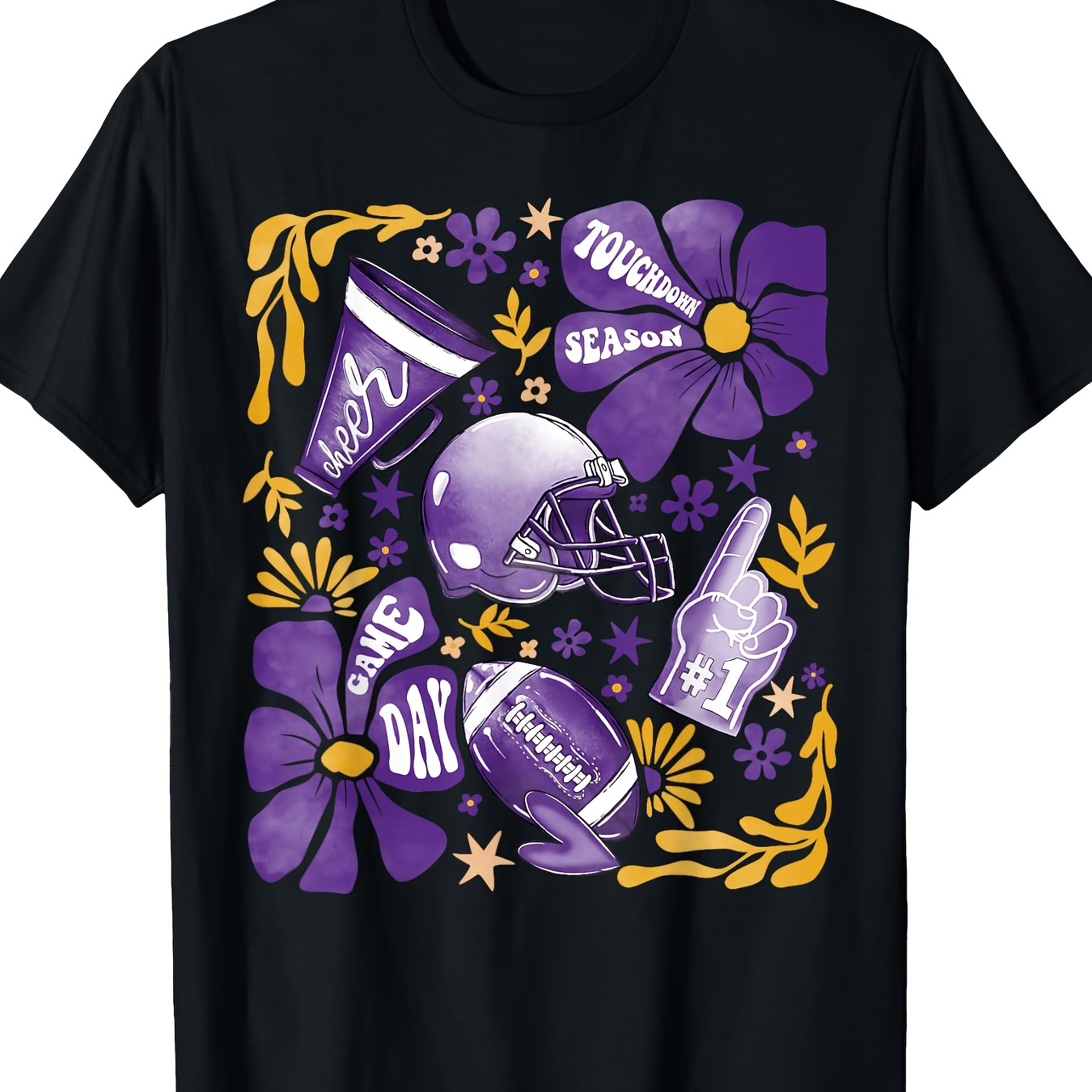 

Game Day Purple Yellow Coquette Bow Season T-shirt-220g 100% Cotton