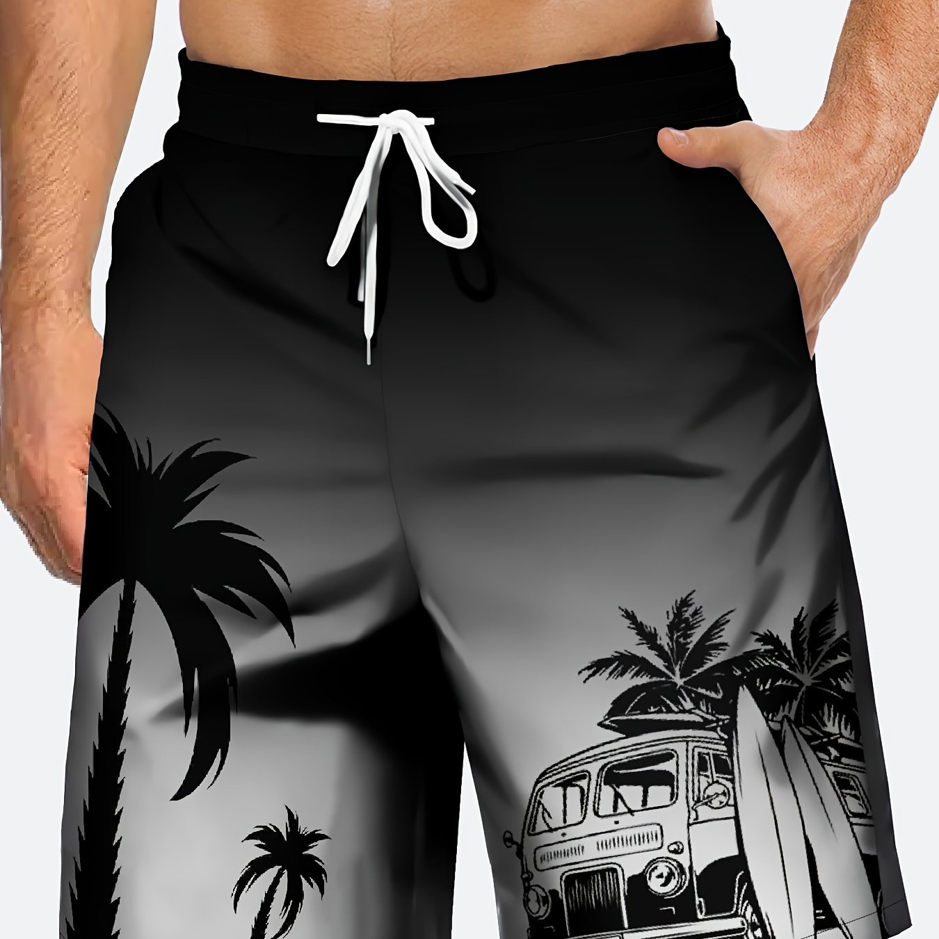 

Gradient Pattern 3d Casual Quick Drying Beach Shorts