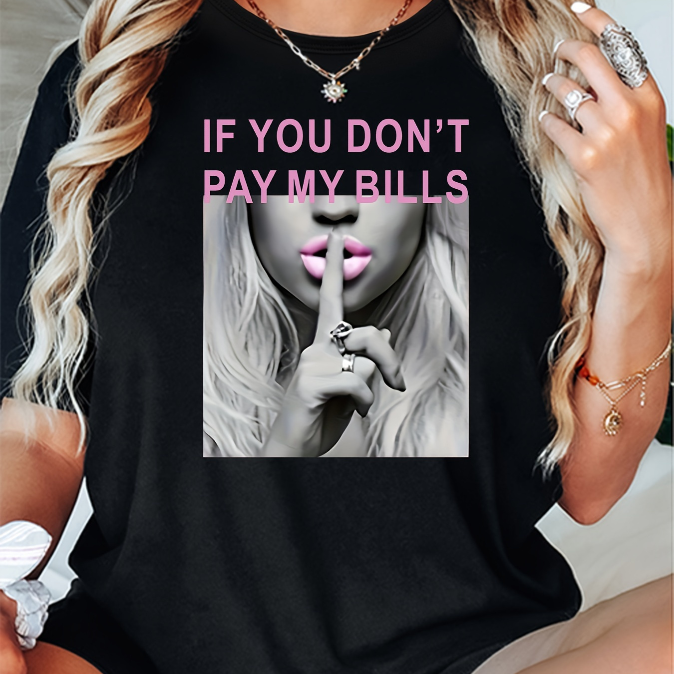 

Graphic Print Round Neck Sports T-shirt, Short Sleeve Running Casual Tops, Women's Activewear