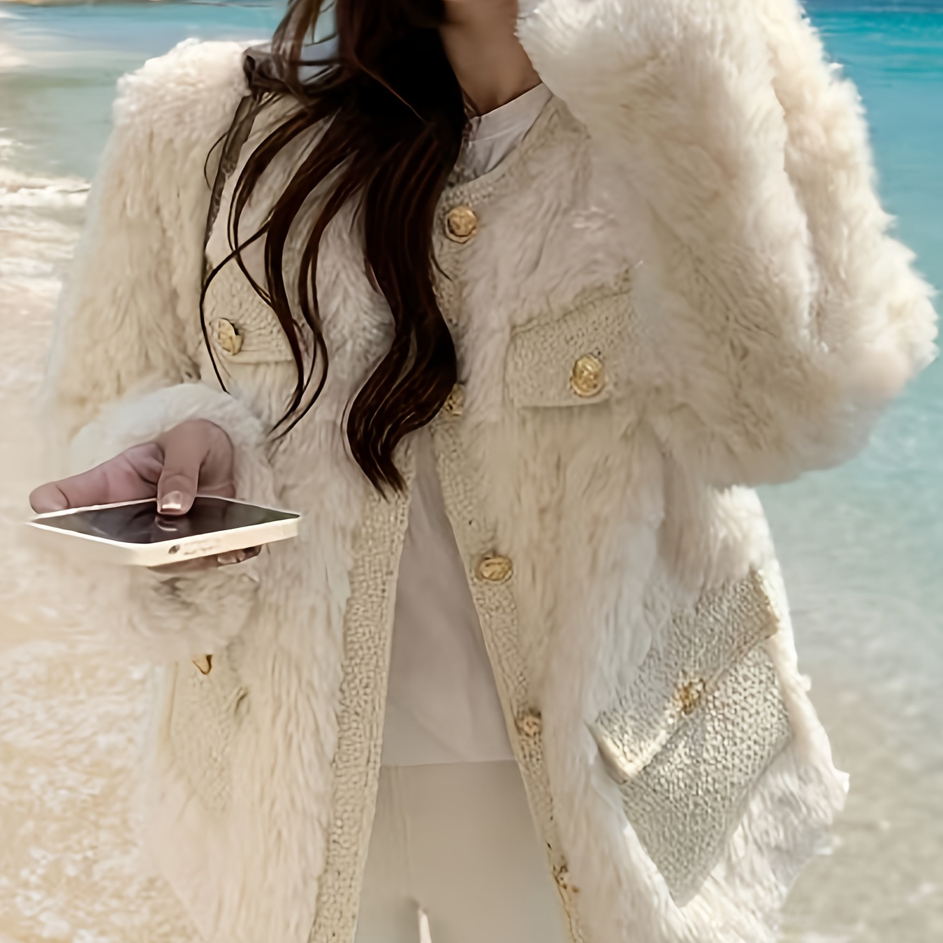 

High-end Small Fragrance Wind Lamb Plush Jacket Women's Loose New Thickened Temperament