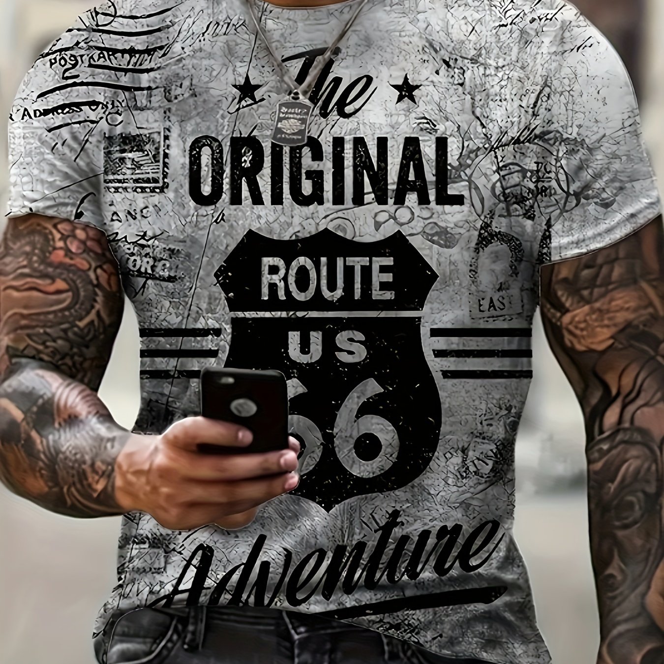 

Vintage Alphabet Print Crew Neck Short Sleeve T-shirt For Men, Casual Summer T-shirt For Daily Wear And Vacation Resorts