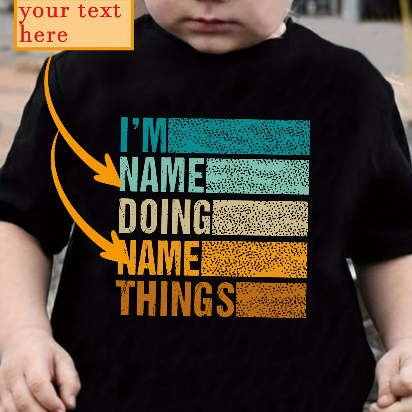 

Custom Name Boys I'm Things Letter Print Personalized Short Sleeve T-shirts - Comfortable & Stylish Customized Tops For Outdoors