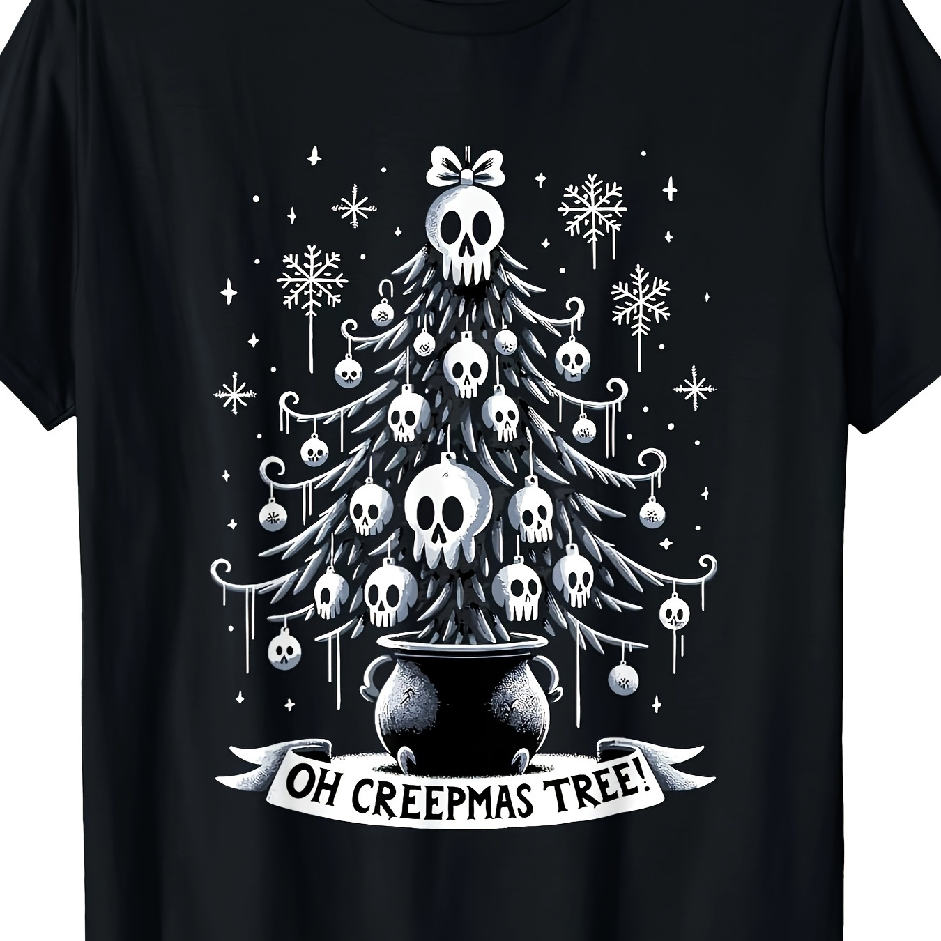 

Oh, Terrifying Christmas Tree, Weird Holiday Horror Style T-shirt.- 220g 100% Cotton.