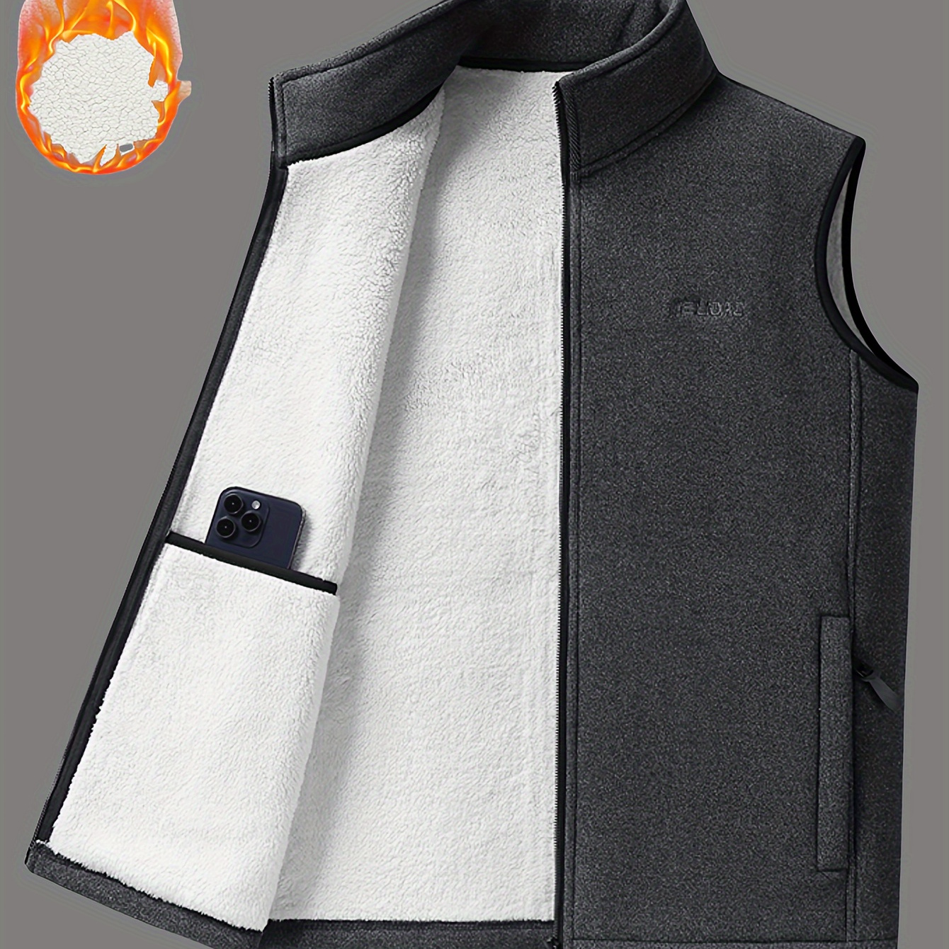 

Gilet Décontracté Doublé en pour Homme - Veste Manches Chaude avec Col , Poches Zippées et Fermeture à Bouton pour le Confort Automne/Hiver